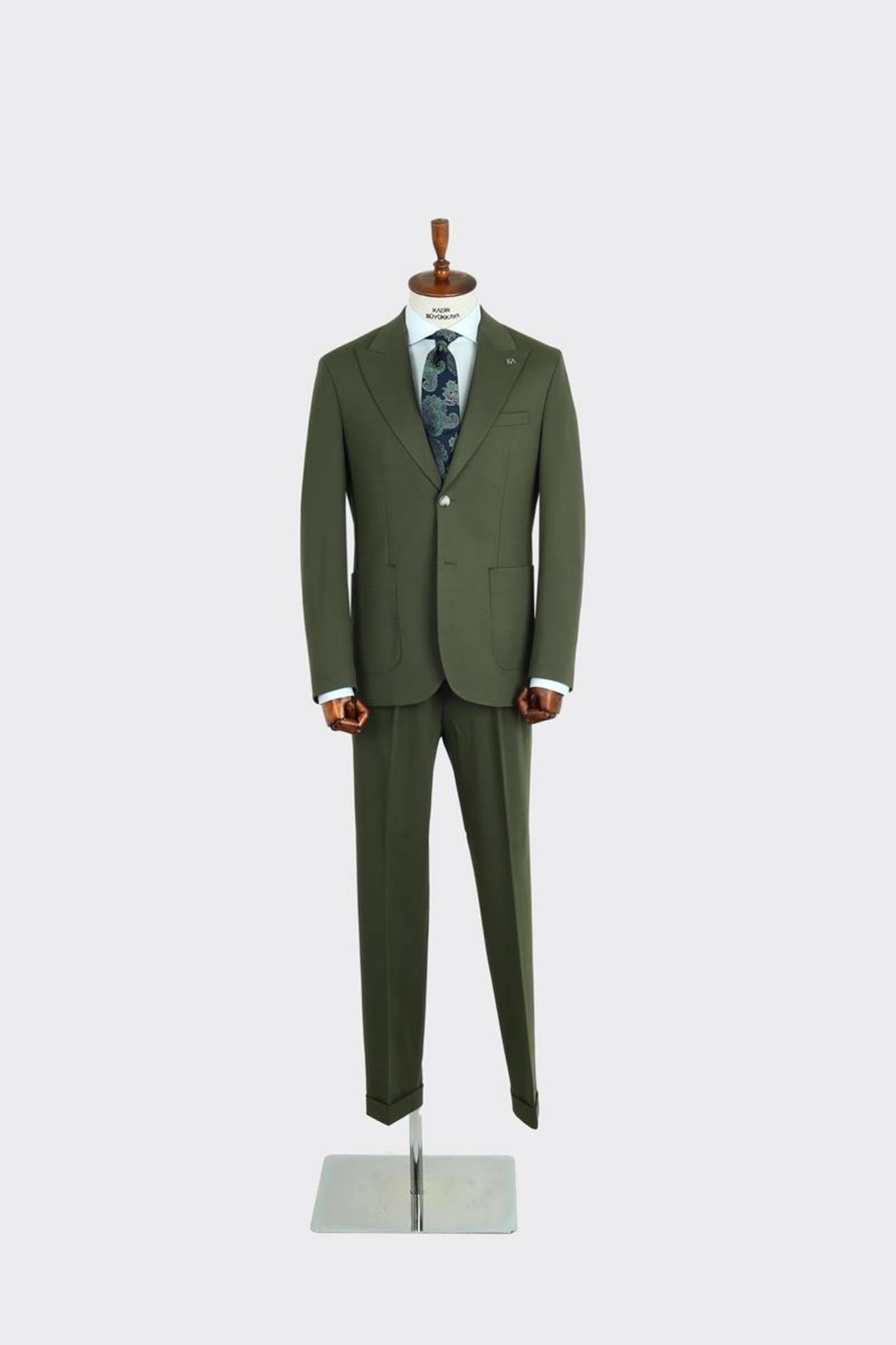 Kırlangıç Yaka Pileli Erkek Takım Elbise-KAX1300S