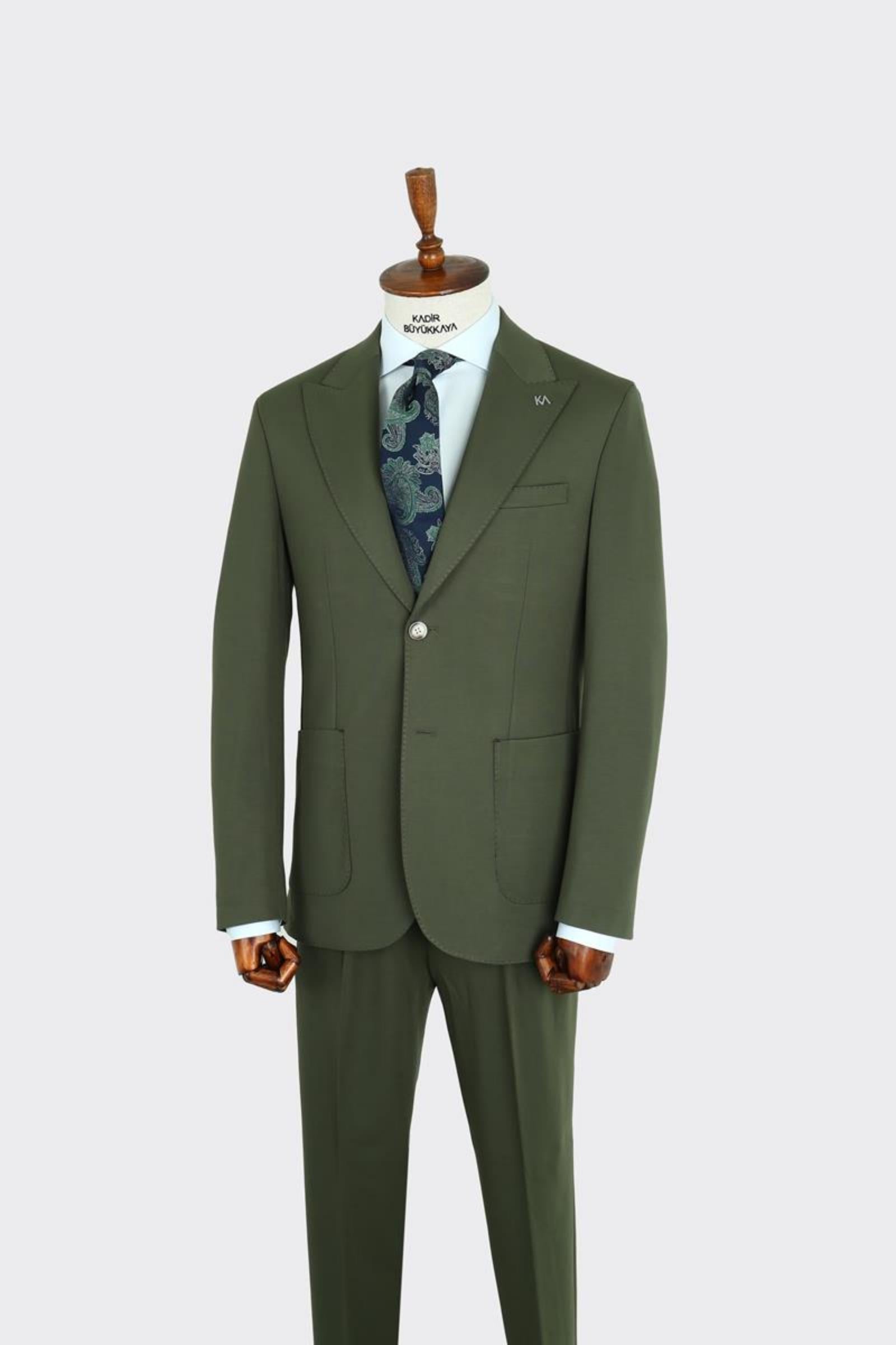 Kırlangıç Yaka Pileli Erkek Takım Elbise-KAX1300S