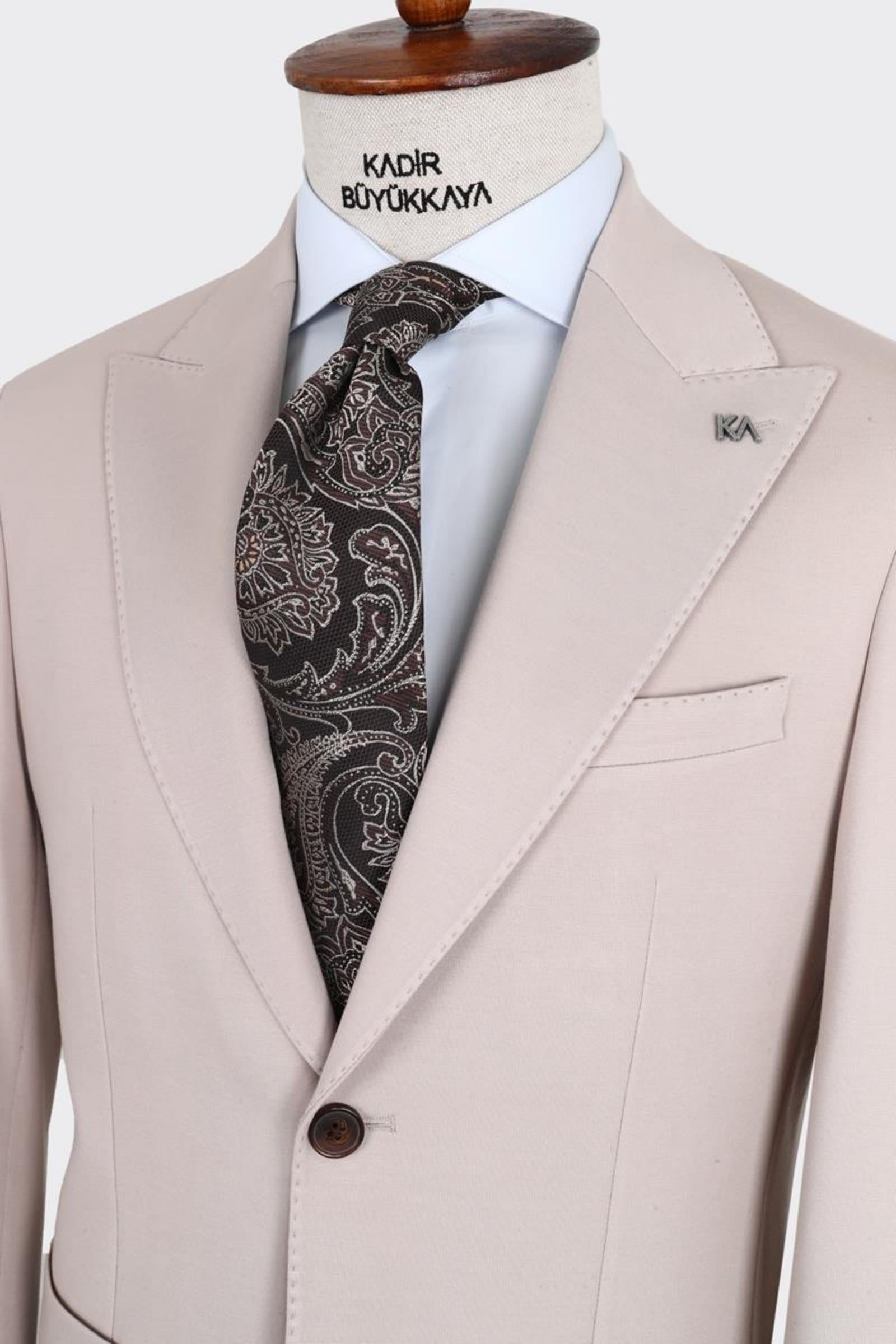 Kırlangıç Yaka Pileli Erkek Takım Elbise-KAX1300S