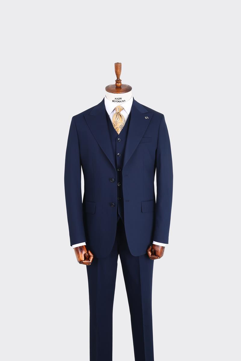 Kırlangıç Yaka Yelekli Erkek Takım Elbise-KAX1100S