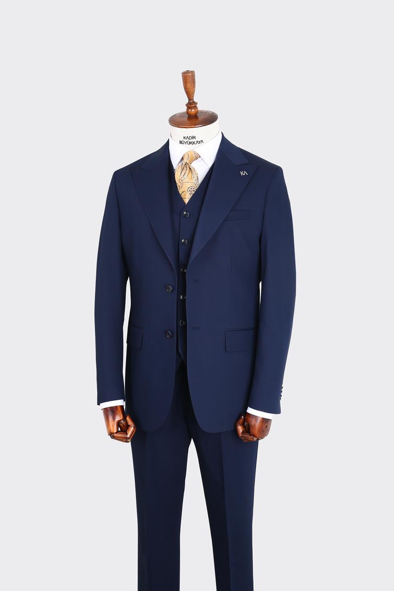 Kırlangıç Yaka Yelekli Erkek Takım Elbise-KAX1100S