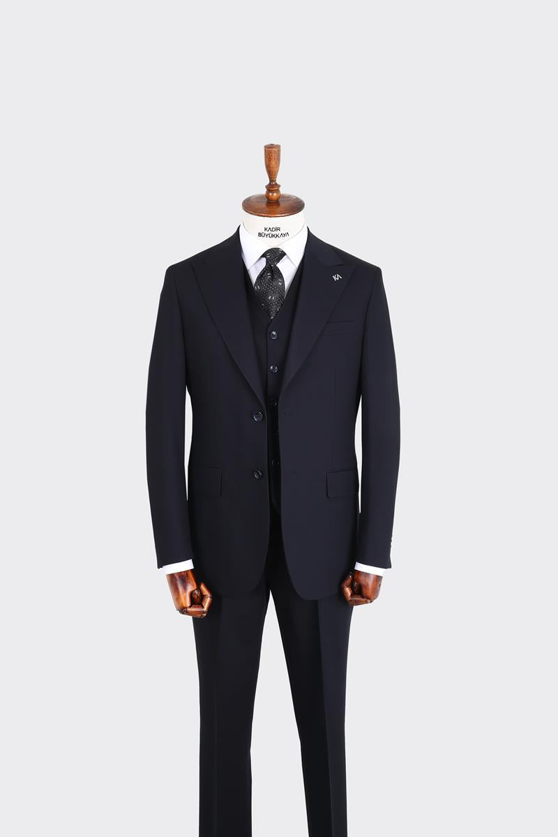 Kırlangıç Yaka Yelekli Erkek Takım Elbise-KAX1100S