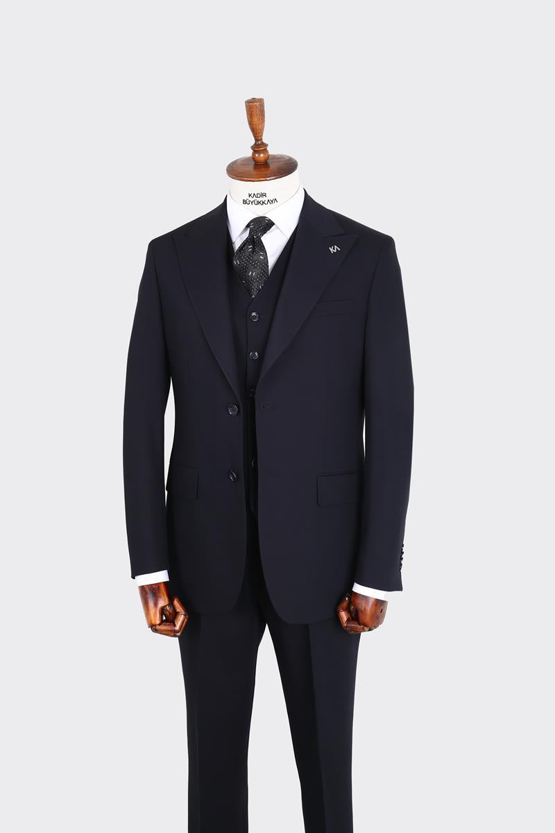 Kırlangıç Yaka Yelekli Erkek Takım Elbise-KAX1100S