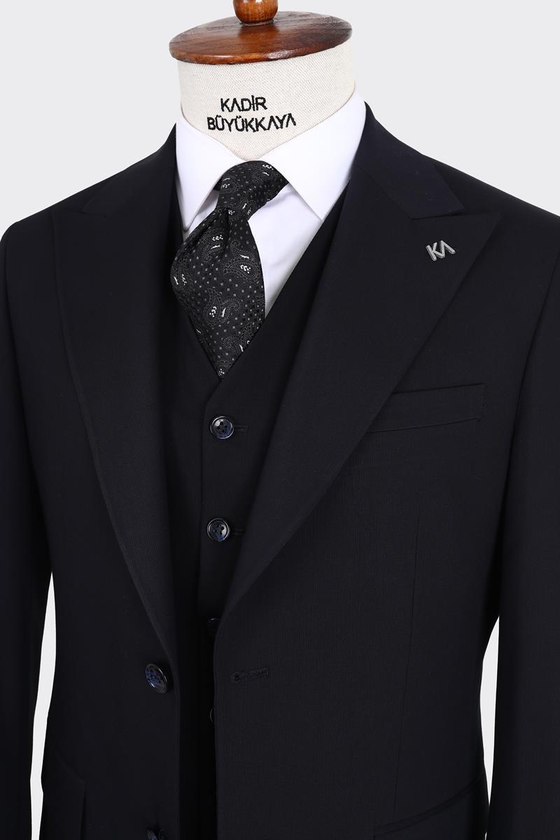 Kırlangıç Yaka Yelekli Erkek Takım Elbise-KAX1100S
