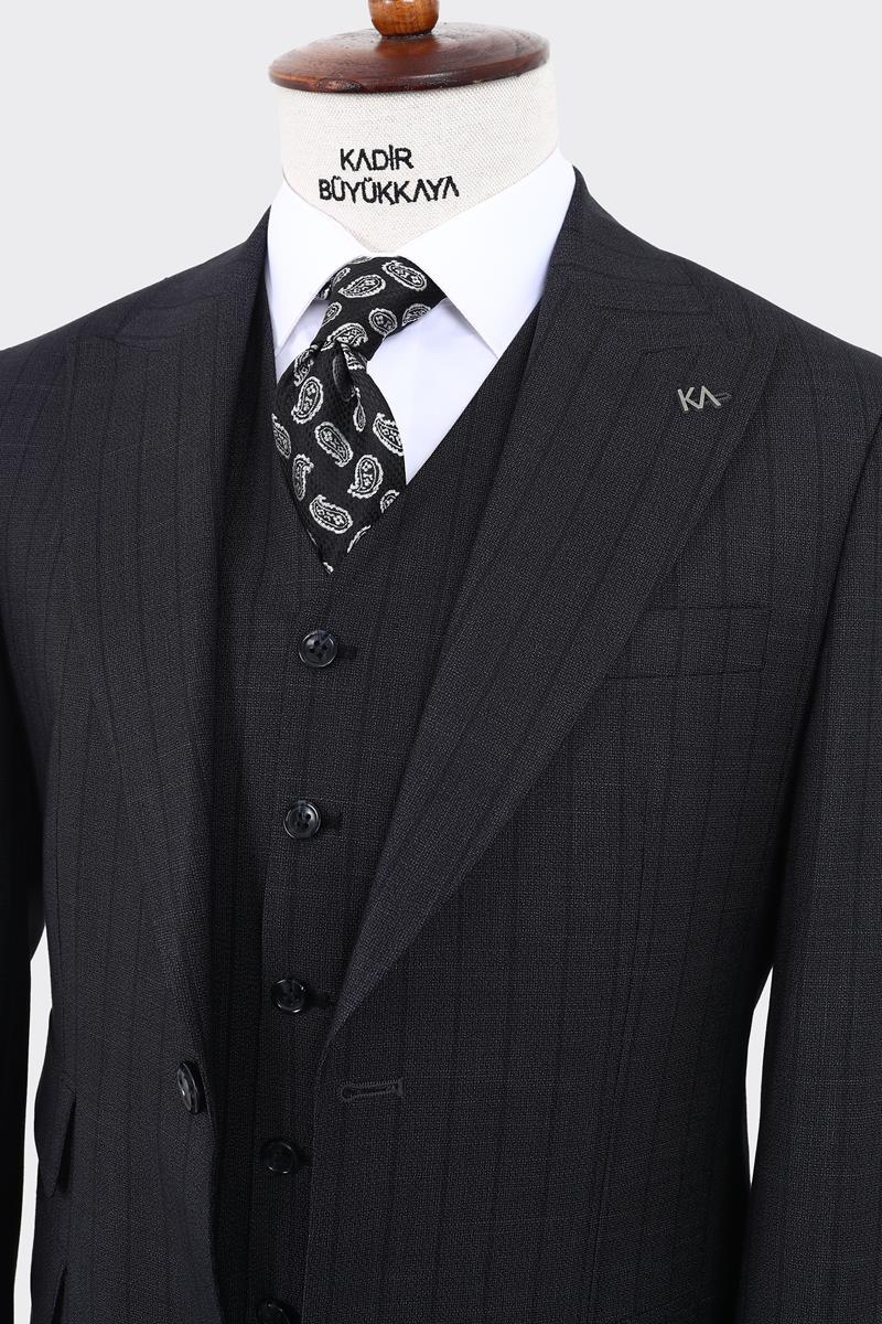 Kırlangıç Yaka Yelekli Erkek Takım Elbise-KAW1090W