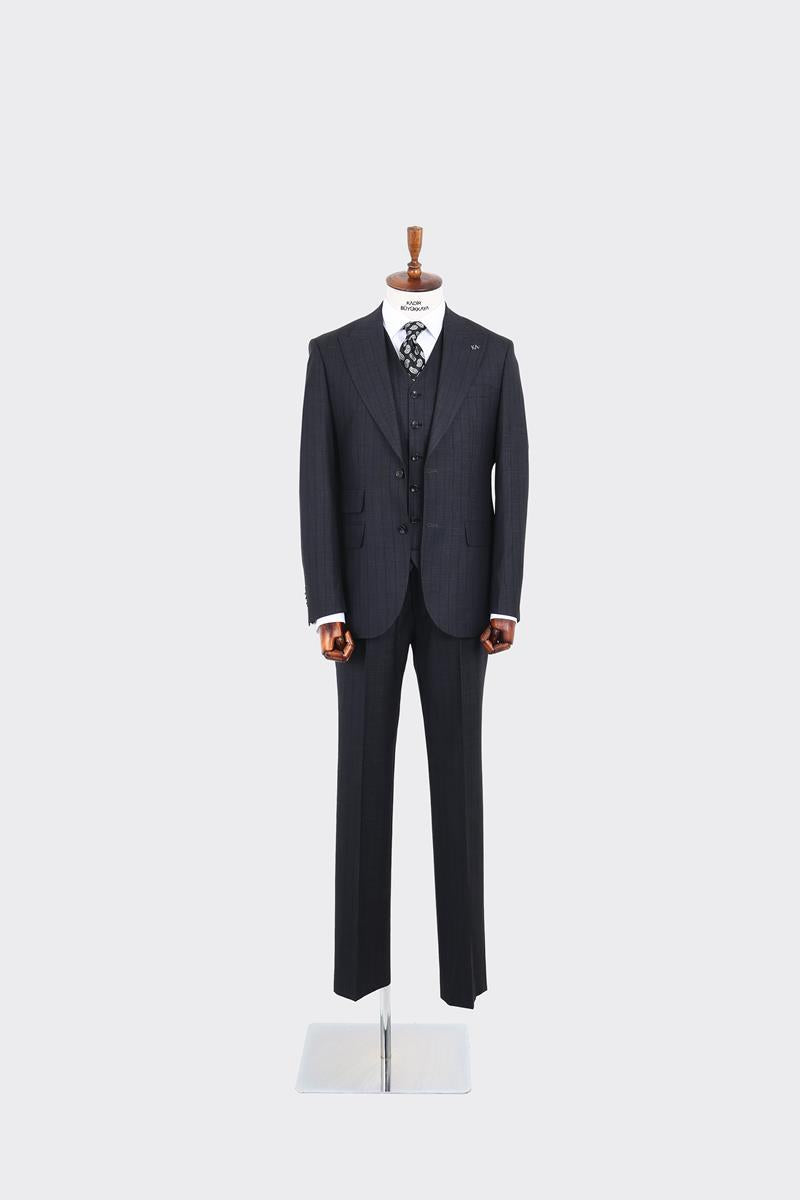 Kırlangıç Yaka Yelekli Erkek Takım Elbise-KAW1090W