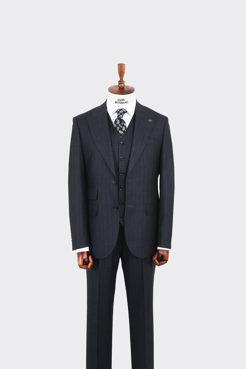 Kırlangıç Yaka Yelekli Erkek Takım Elbise-KAW1090W