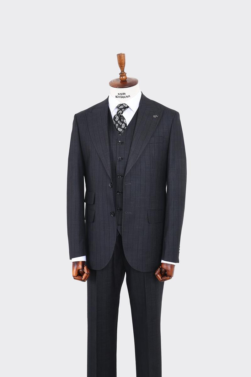 Kırlangıç Yaka Yelekli Erkek Takım Elbise-KAW1090W