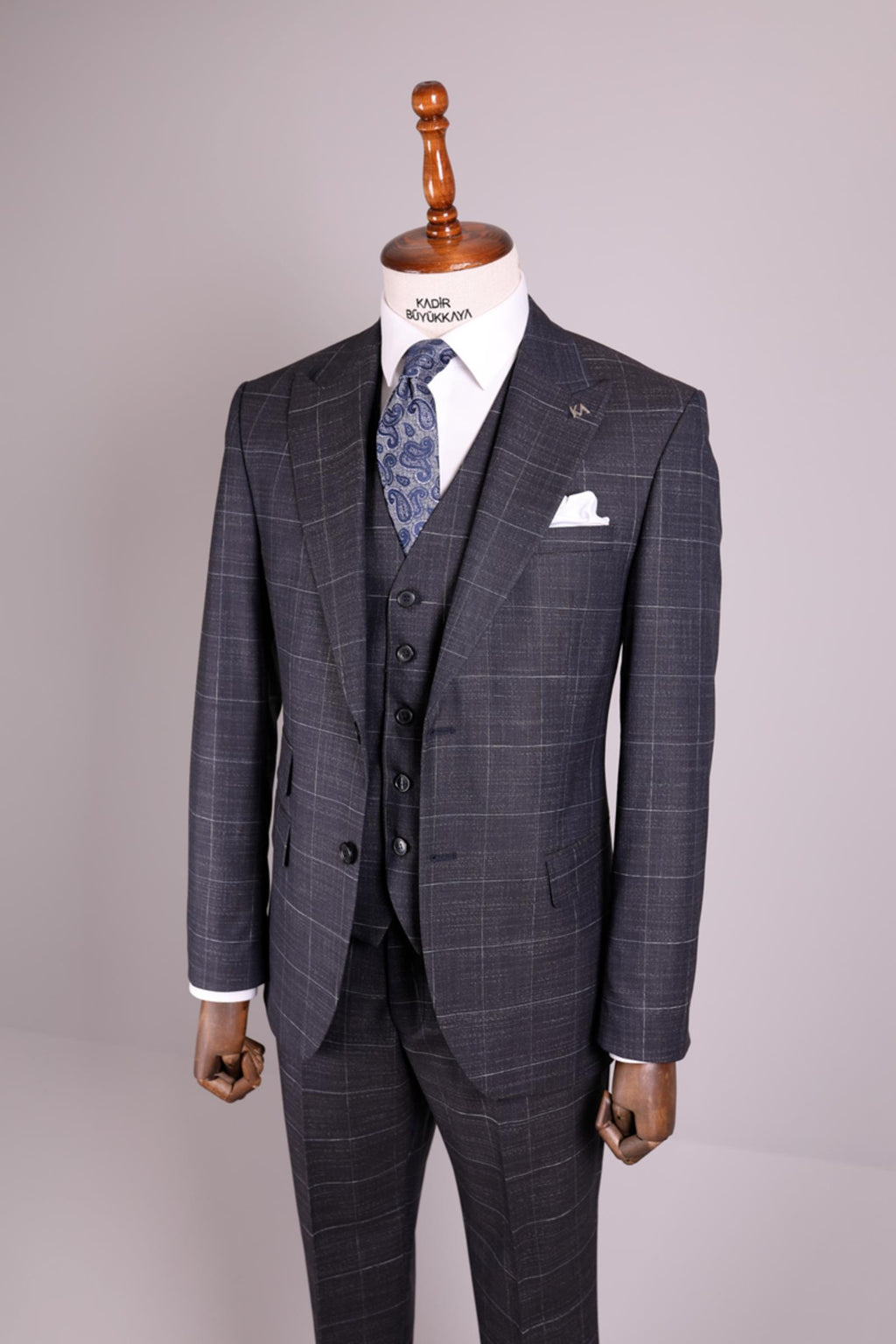 Kırlangıç Yaka Yelekli Erkek Takım Elbise-KA1002-0014