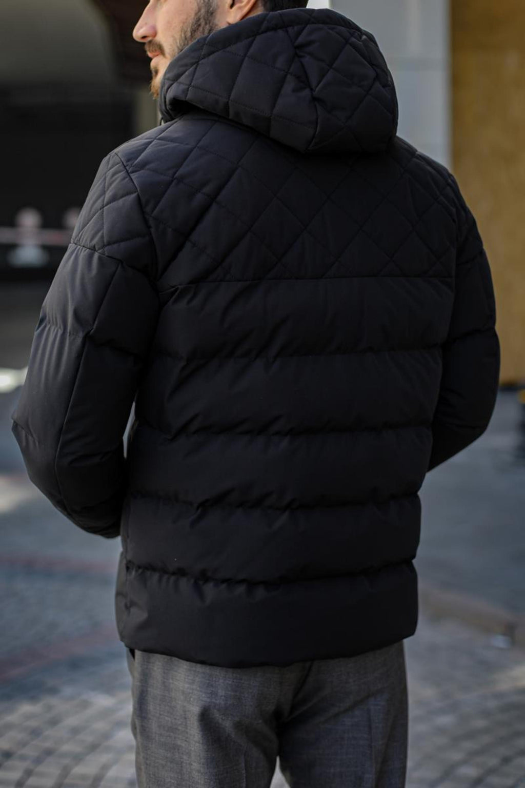 Kışlık Kapüşonlu Modern Erkek Mont - Dayanıklı Polyester Kumaş-KAV9102W