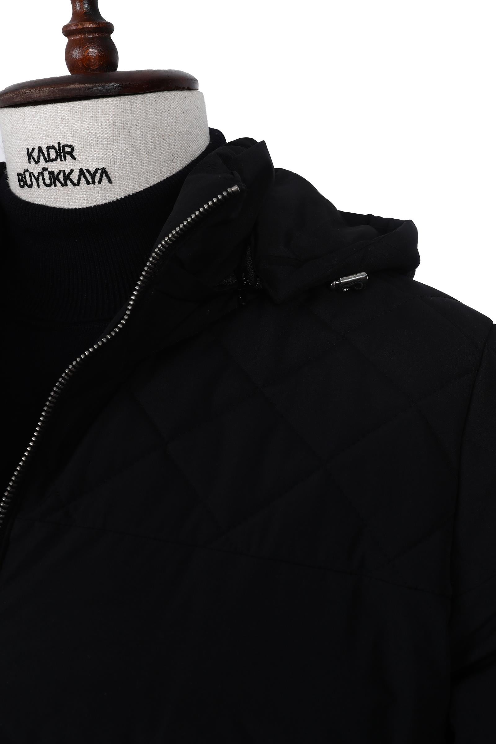 Kışlık Kapüşonlu Modern Erkek Mont - Dayanıklı Polyester Kumaş-KAV9102W