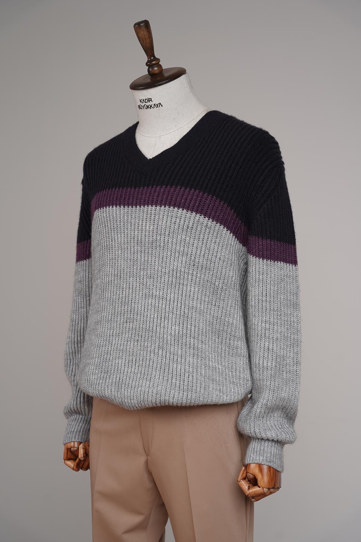 Klasik Bisiklet Yaka Erkek Pamuklu Triko Kazak-GKV8168W