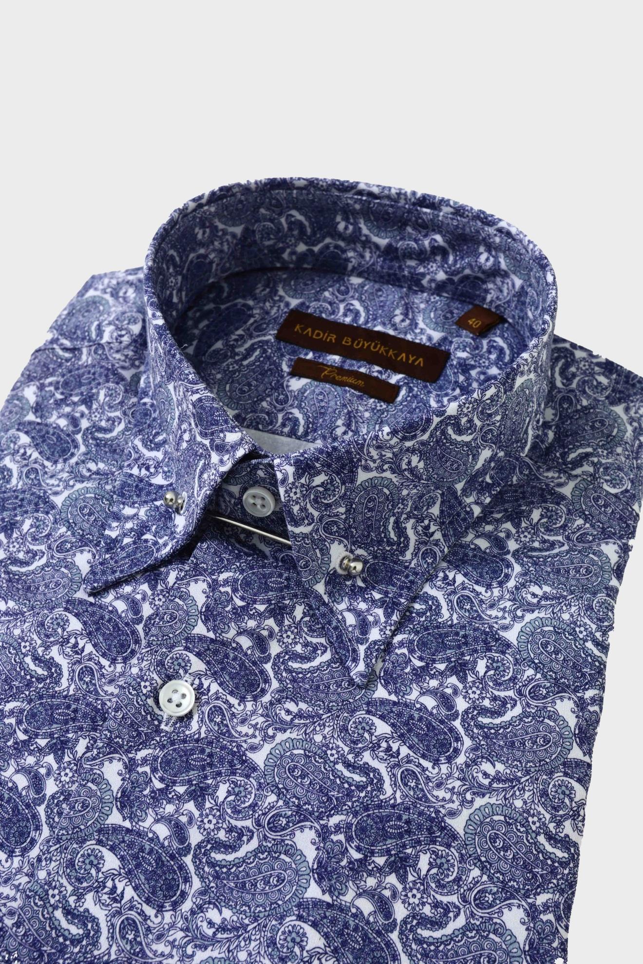 Modern Tasarım Slim Fit İğneli Yaka Erkek Gömlek-KAW4402S