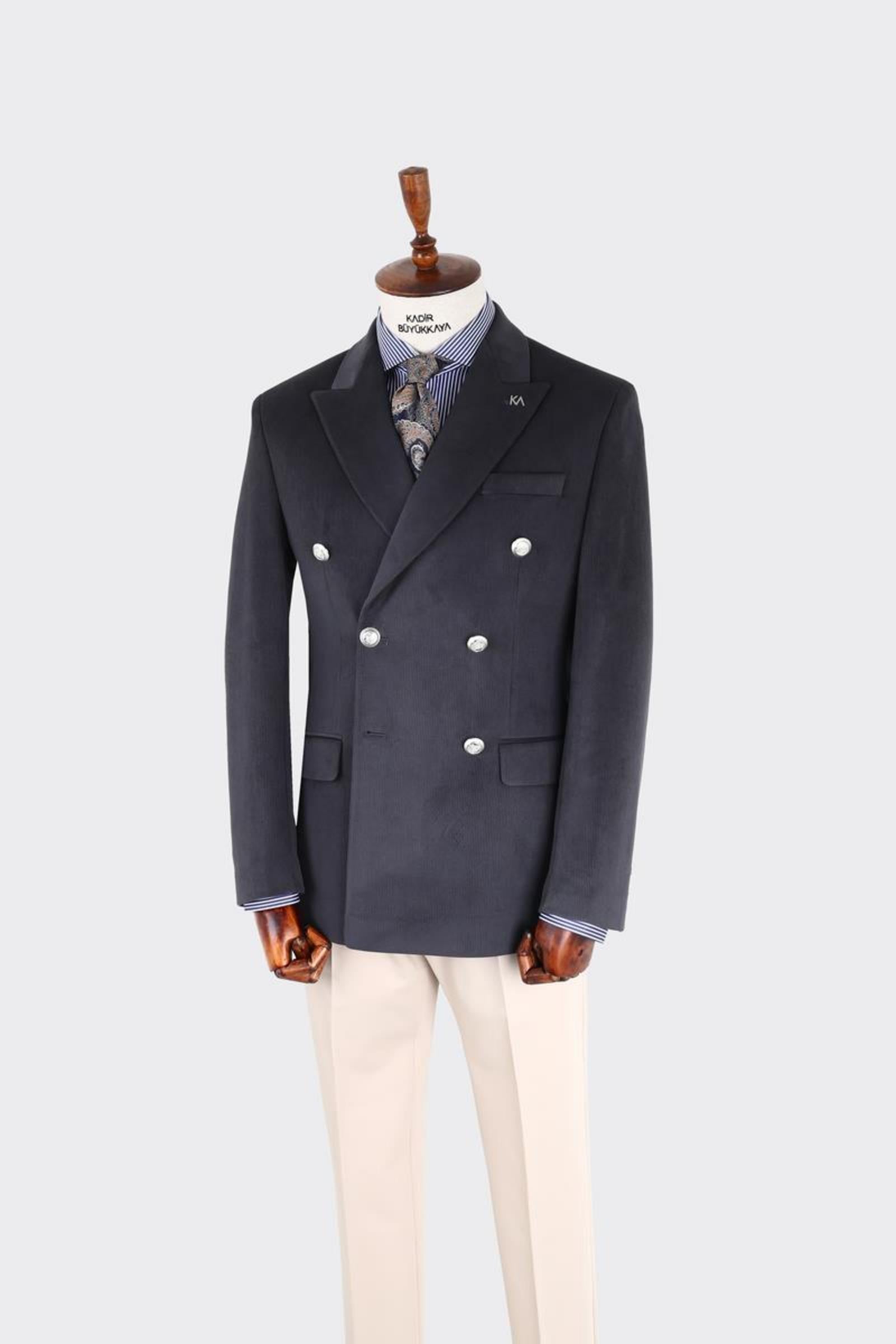 Erkek Kruvaze Ceket-KAX5855W