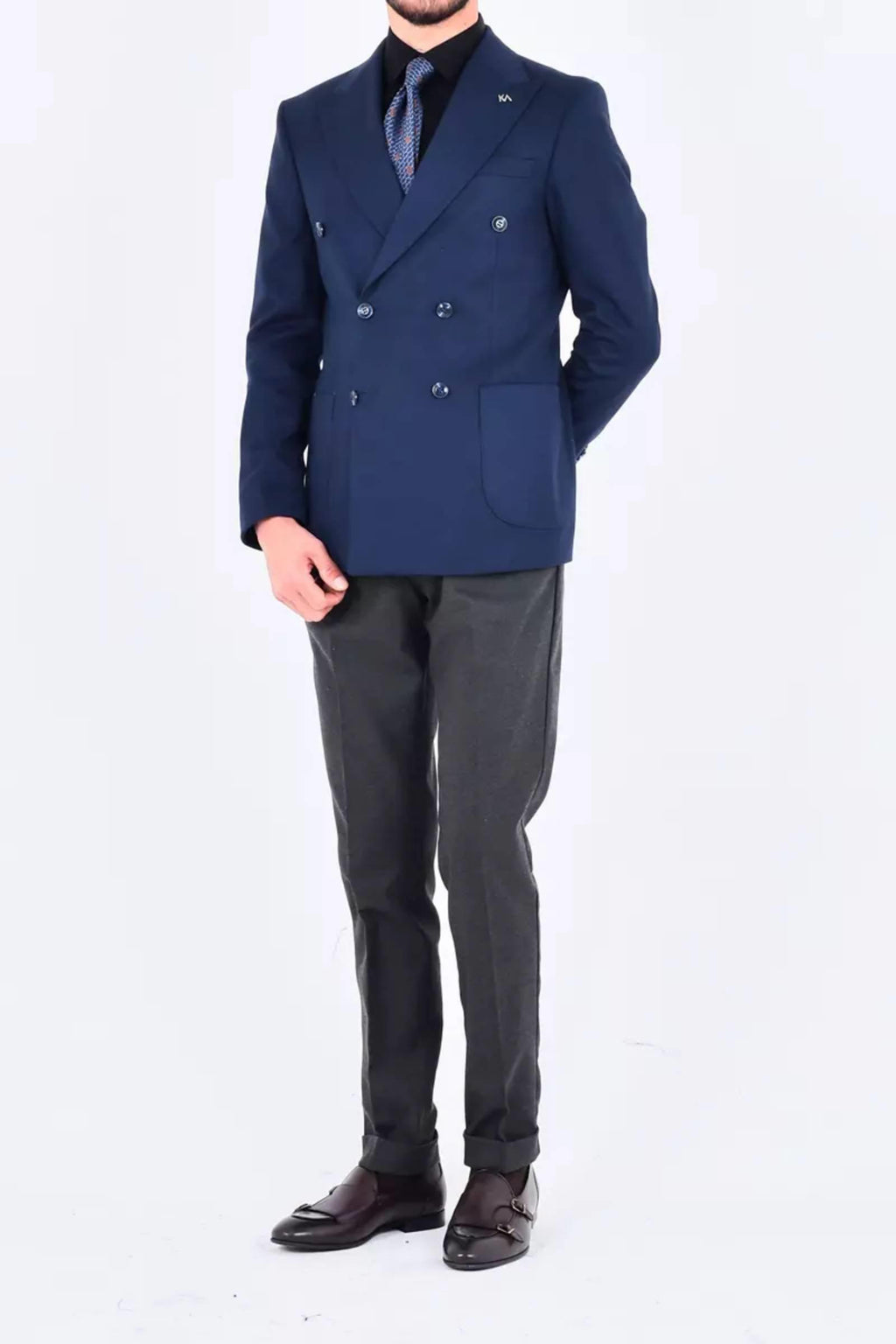 Modern Slim Fit Dar Kesim Kruvaze Erkek Viskon Ceket-KAV5251W