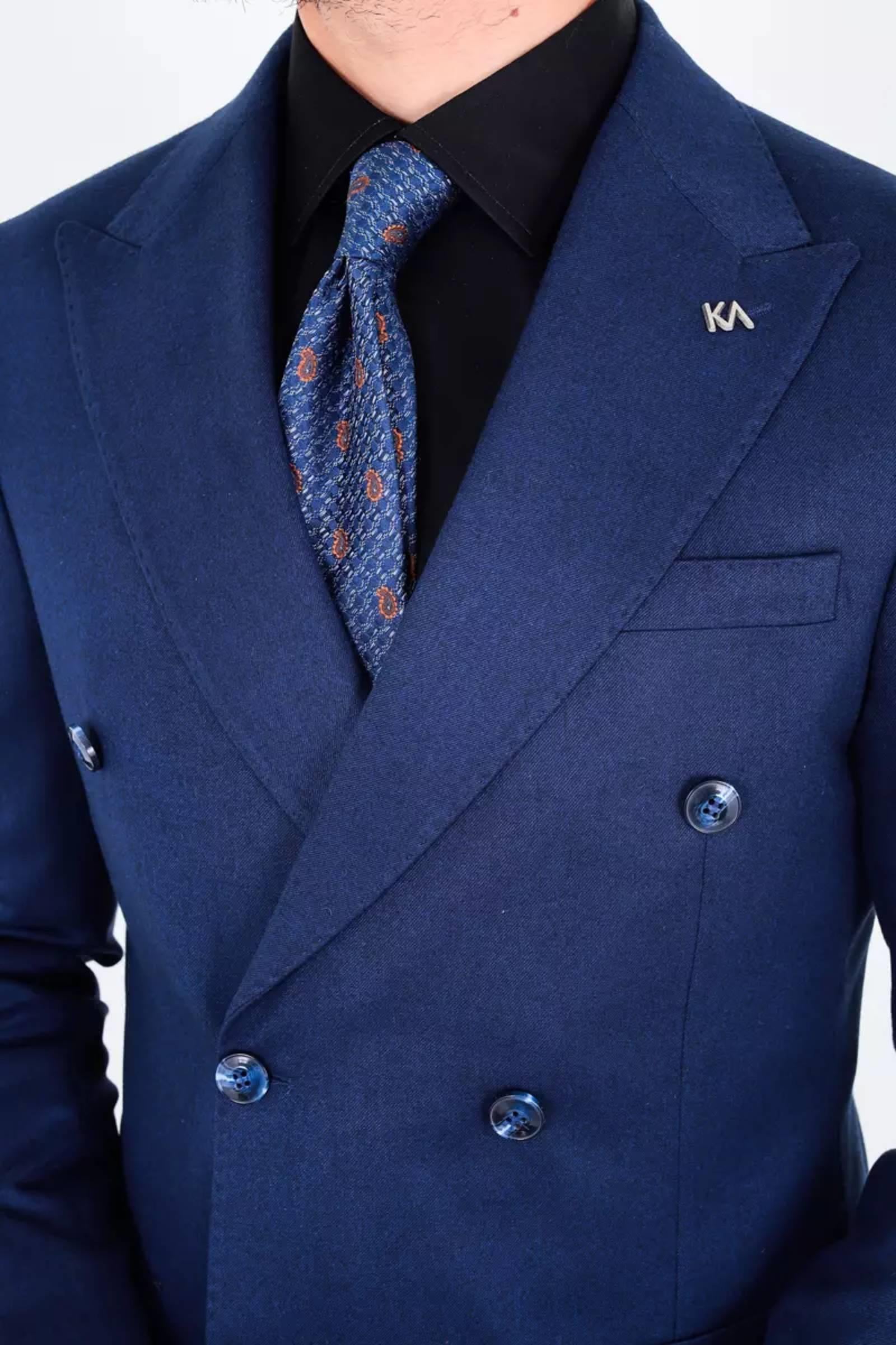 Modern Slim Fit Dar Kesim Kruvaze Erkek Viskon Ceket-KAV5251W