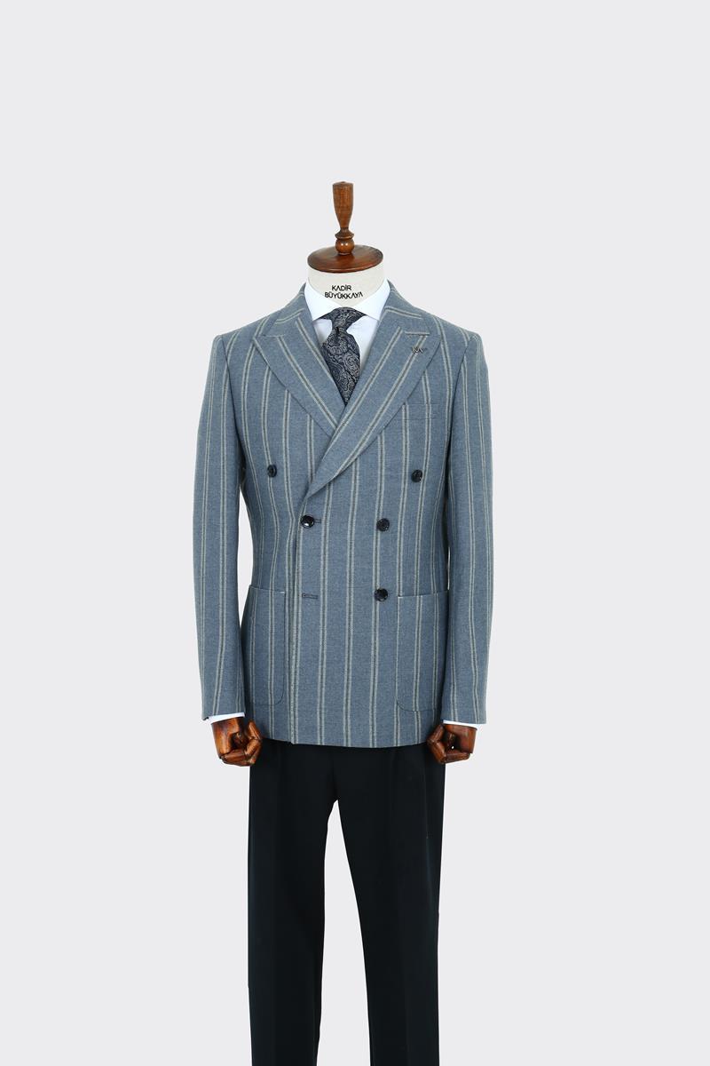 Kaliteli Kumaş Kruvaze Erkek Ceket-KAW5232W