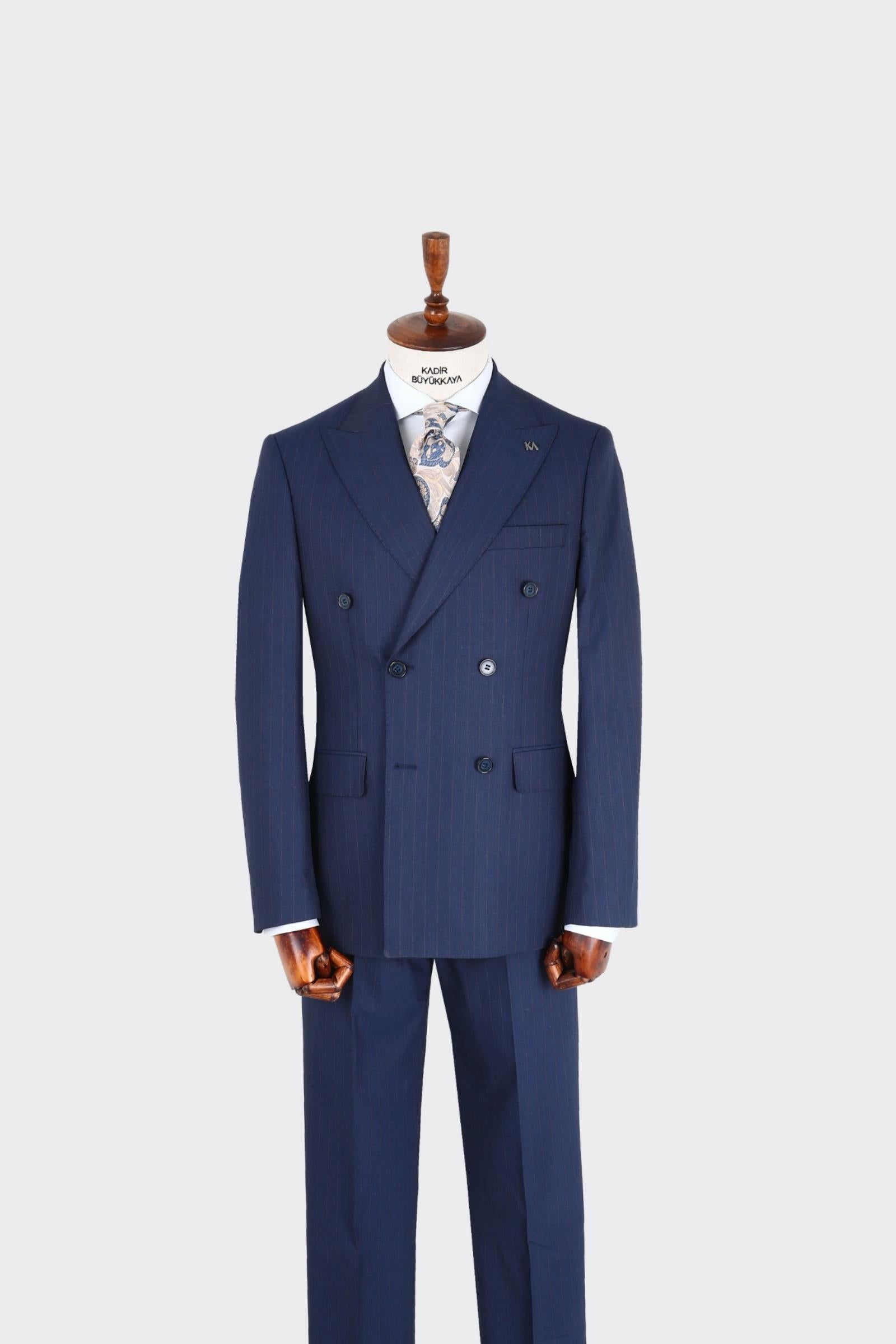 Kırlangıç Yaka Kruvaze Erkek Takım Elbise-KAX1257S