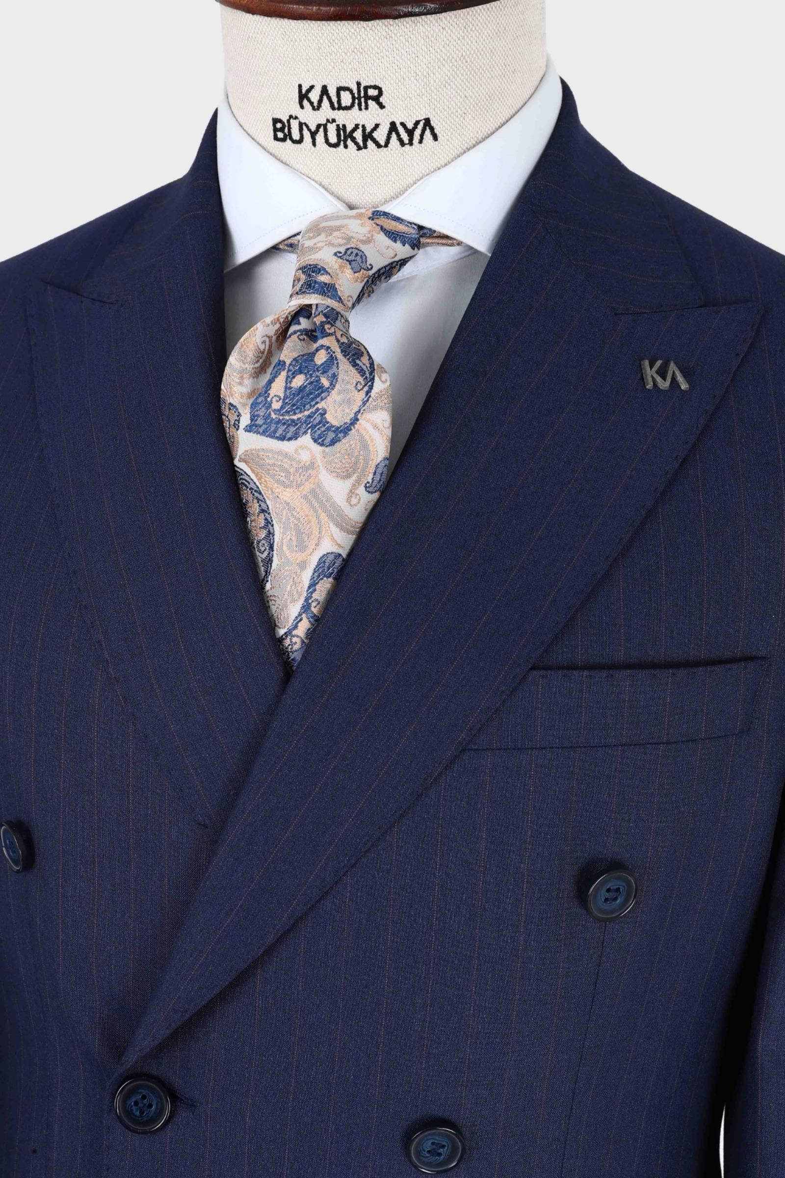 Kırlangıç Yaka Kruvaze Erkek Takım Elbise-KAX1257S