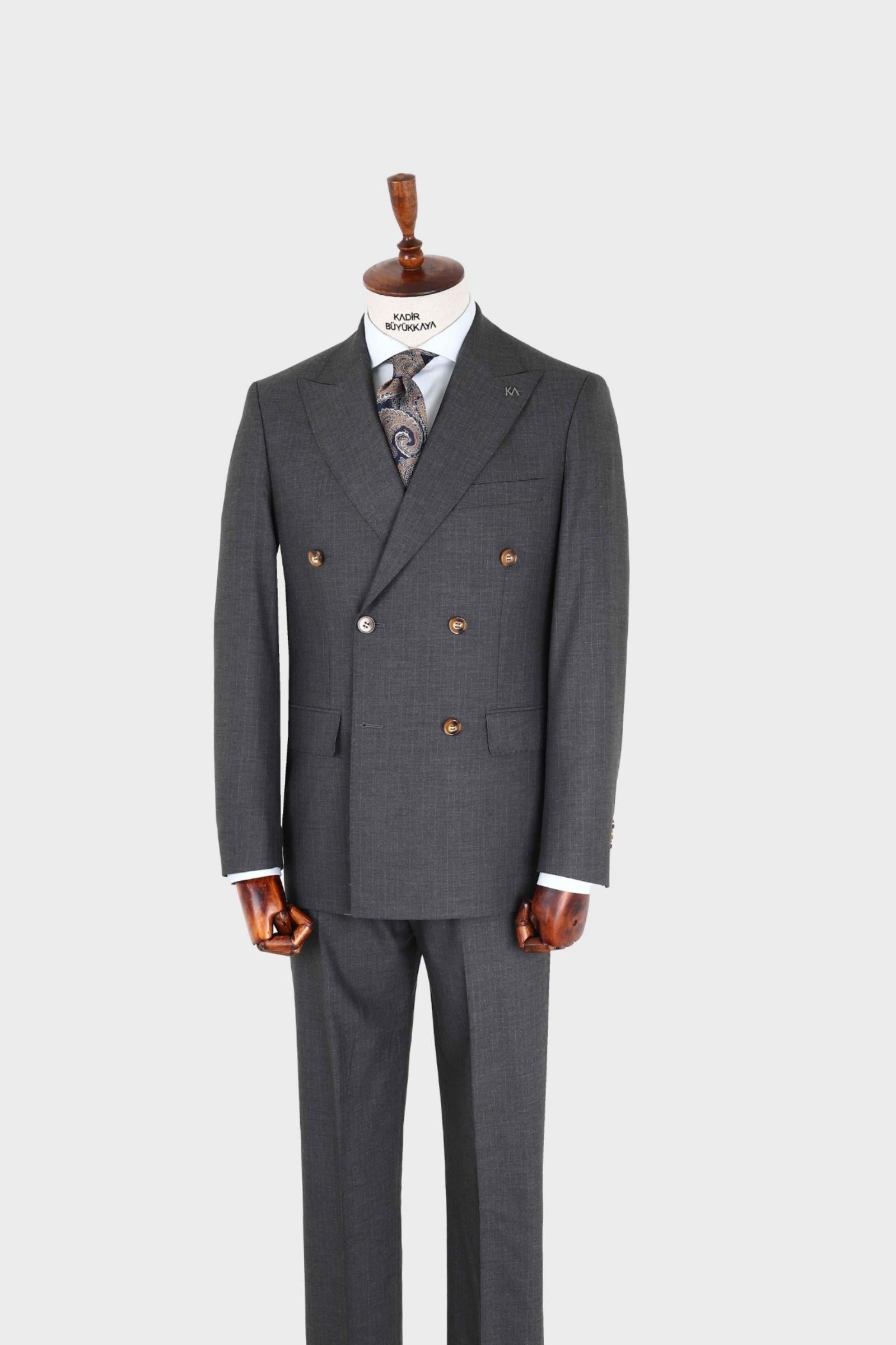 Kırlangıç Yaka Kruvaze Erkek Takım Elbise-KAX1257S