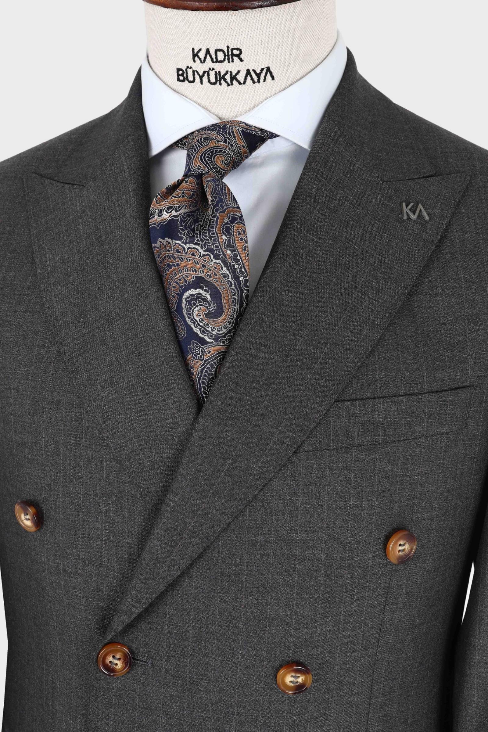 Kırlangıç Yaka Kruvaze Erkek Takım Elbise-KAX1257S