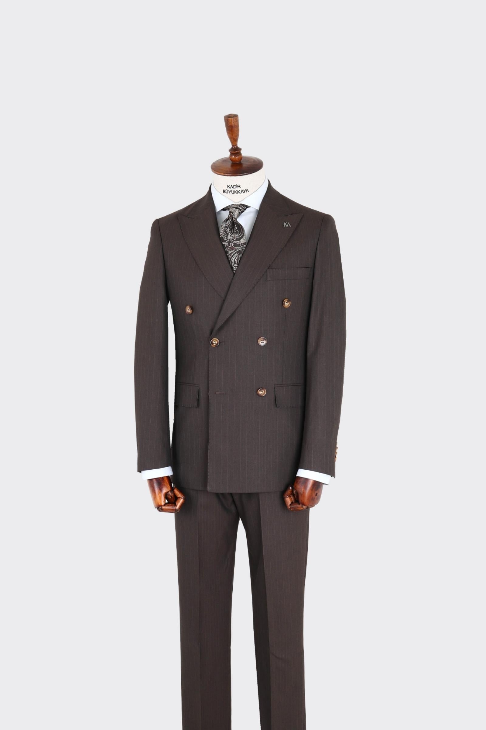Kırlangıç Yaka Kruvaze Erkek Takım Elbise-KAX1257S