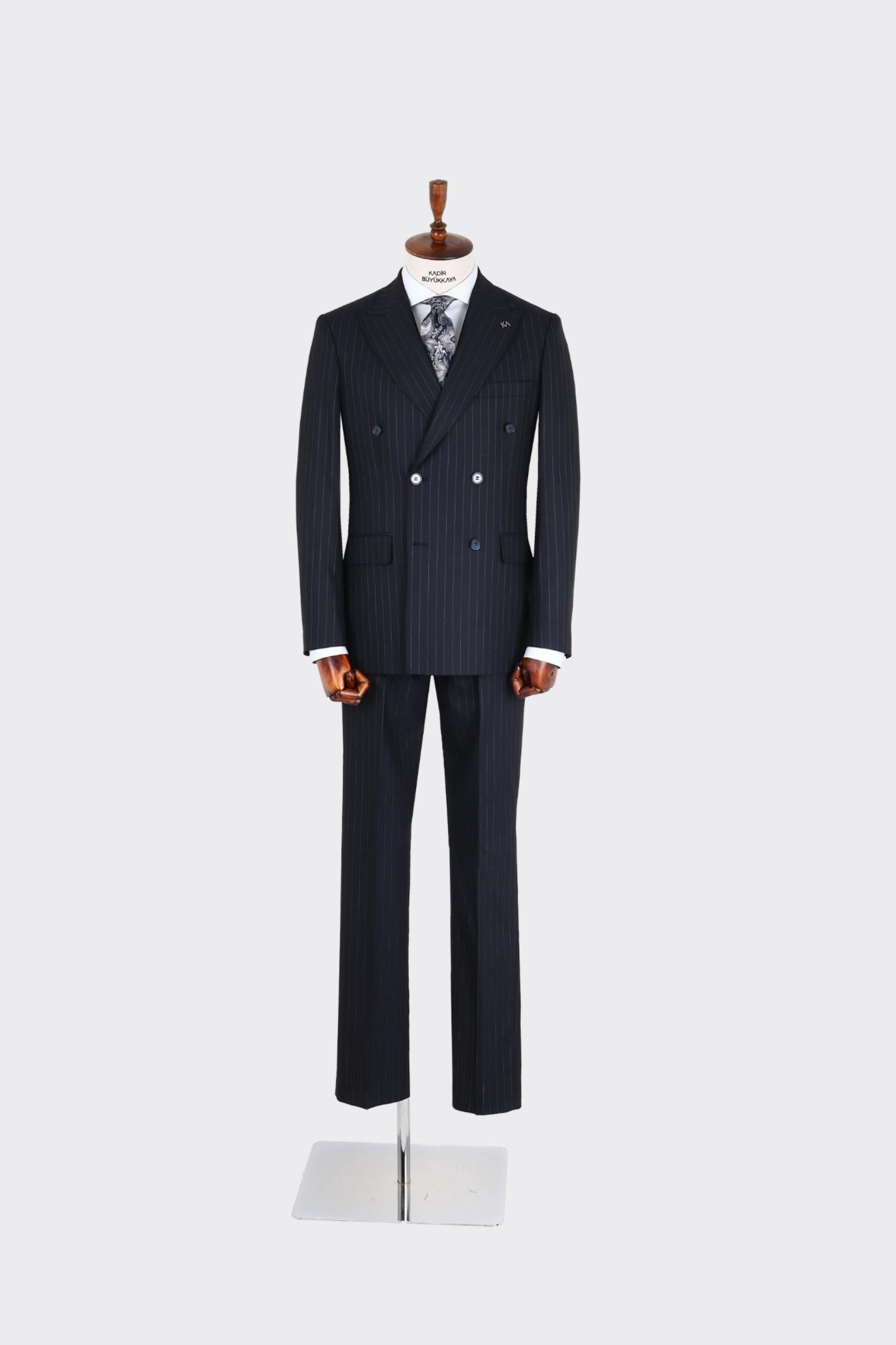 Kırlangıç Yaka Kruvaze Erkek Takım Elbise-KAX1257S