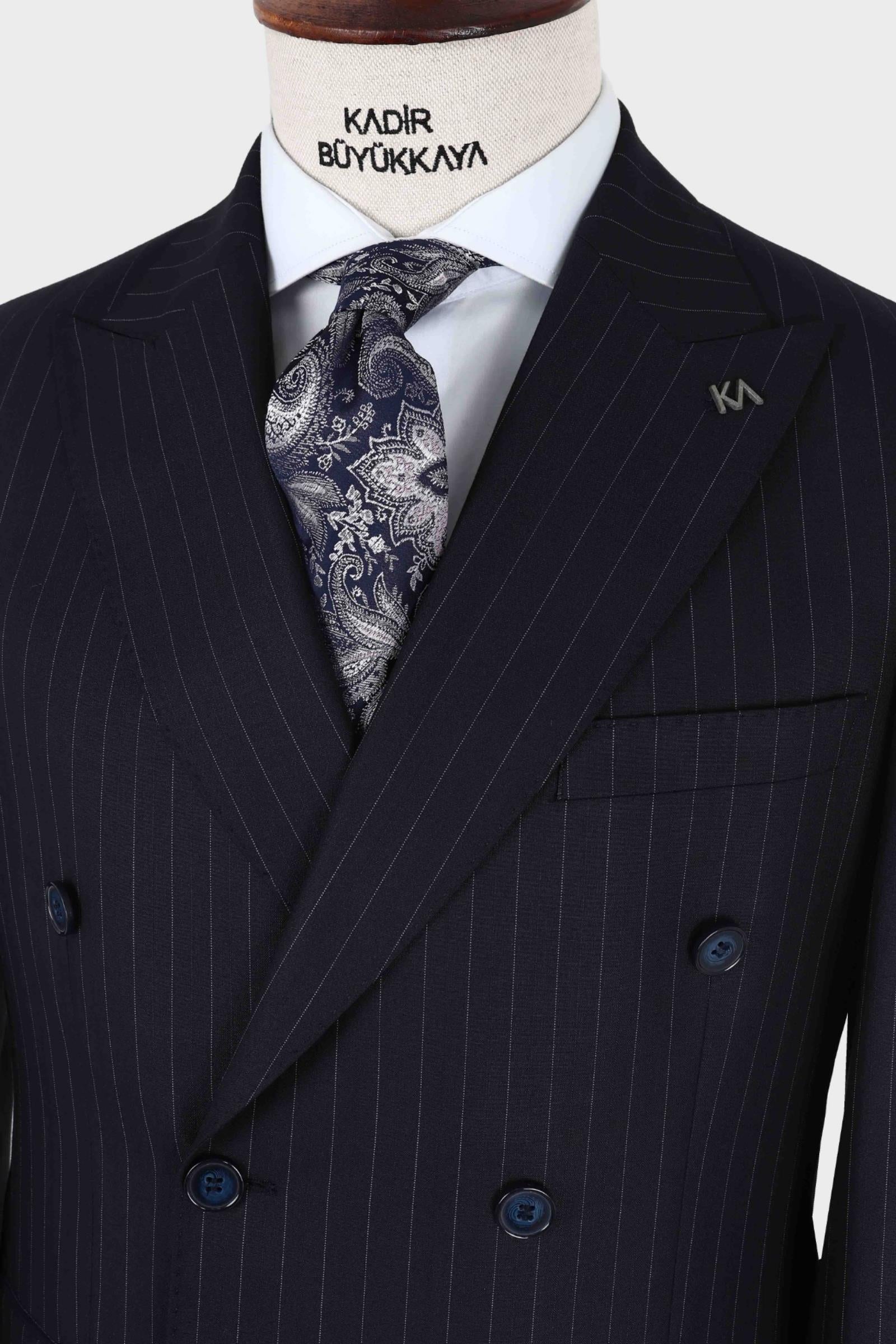 Kırlangıç Yaka Kruvaze Erkek Takım Elbise-KAX1257S