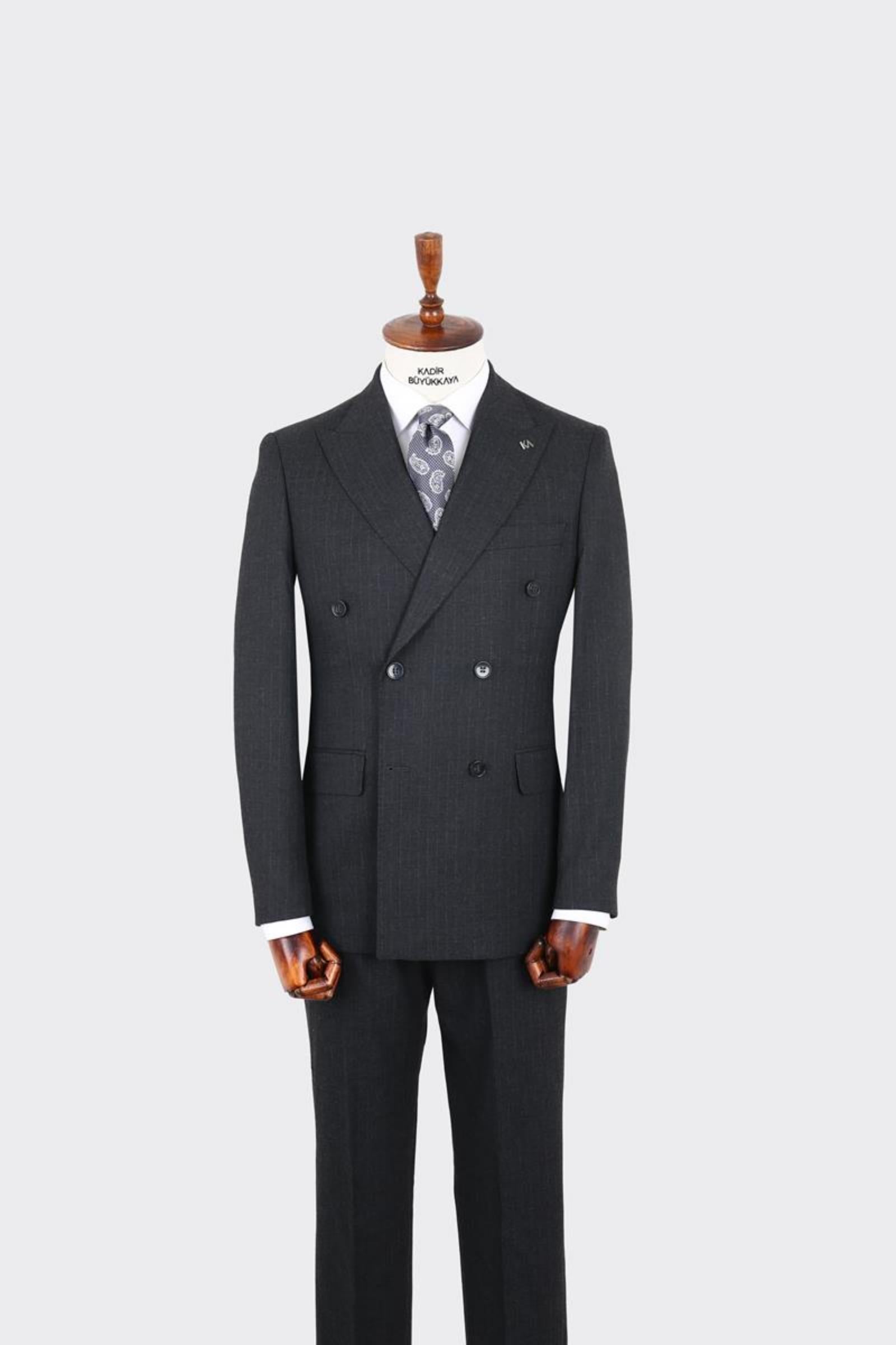 Kırlangıç Yaka Kruvaze Erkek Takım Elbise-KAX1256S