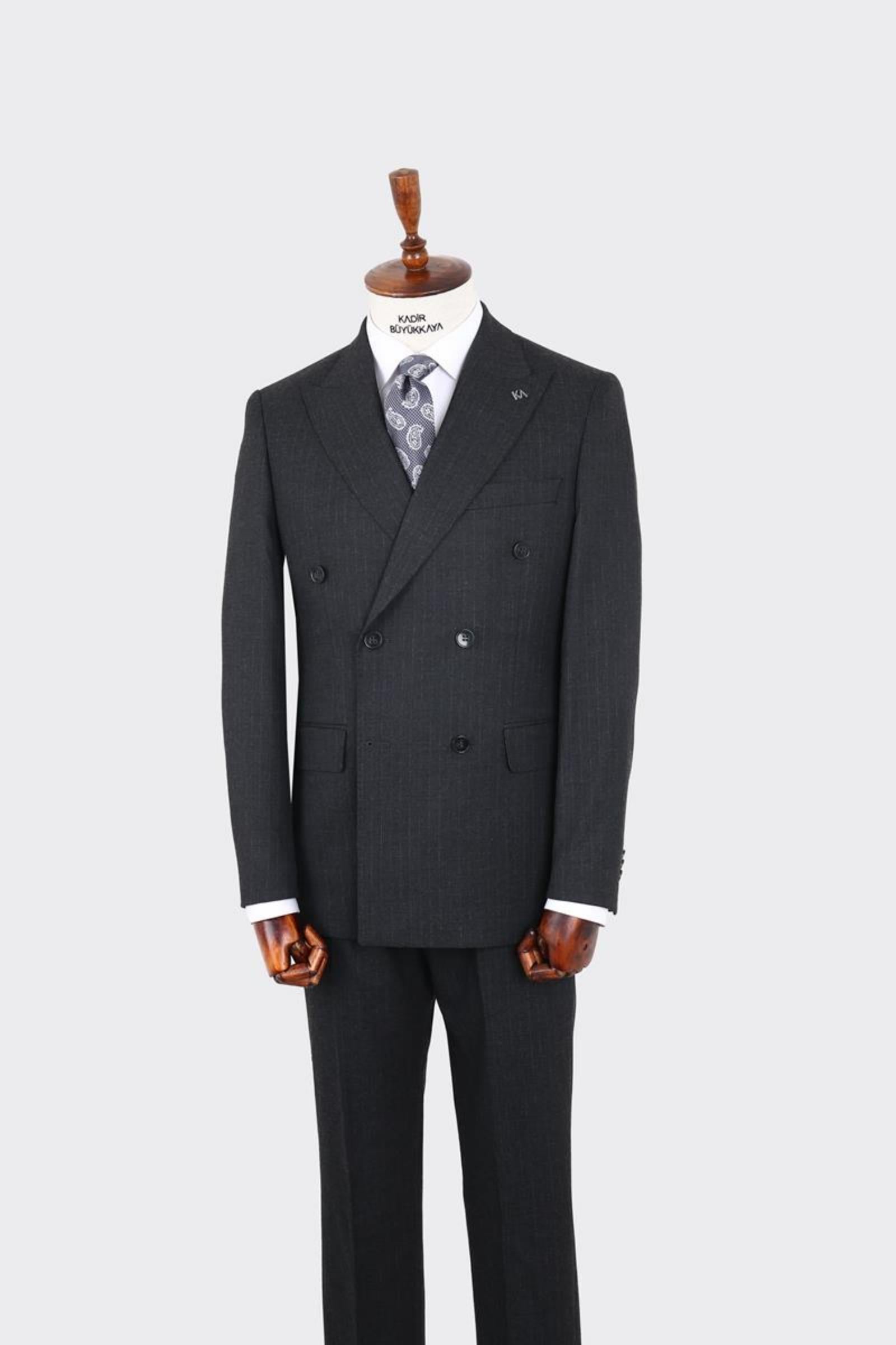 Kırlangıç Yaka Kruvaze Erkek Takım Elbise-KAX1256S
