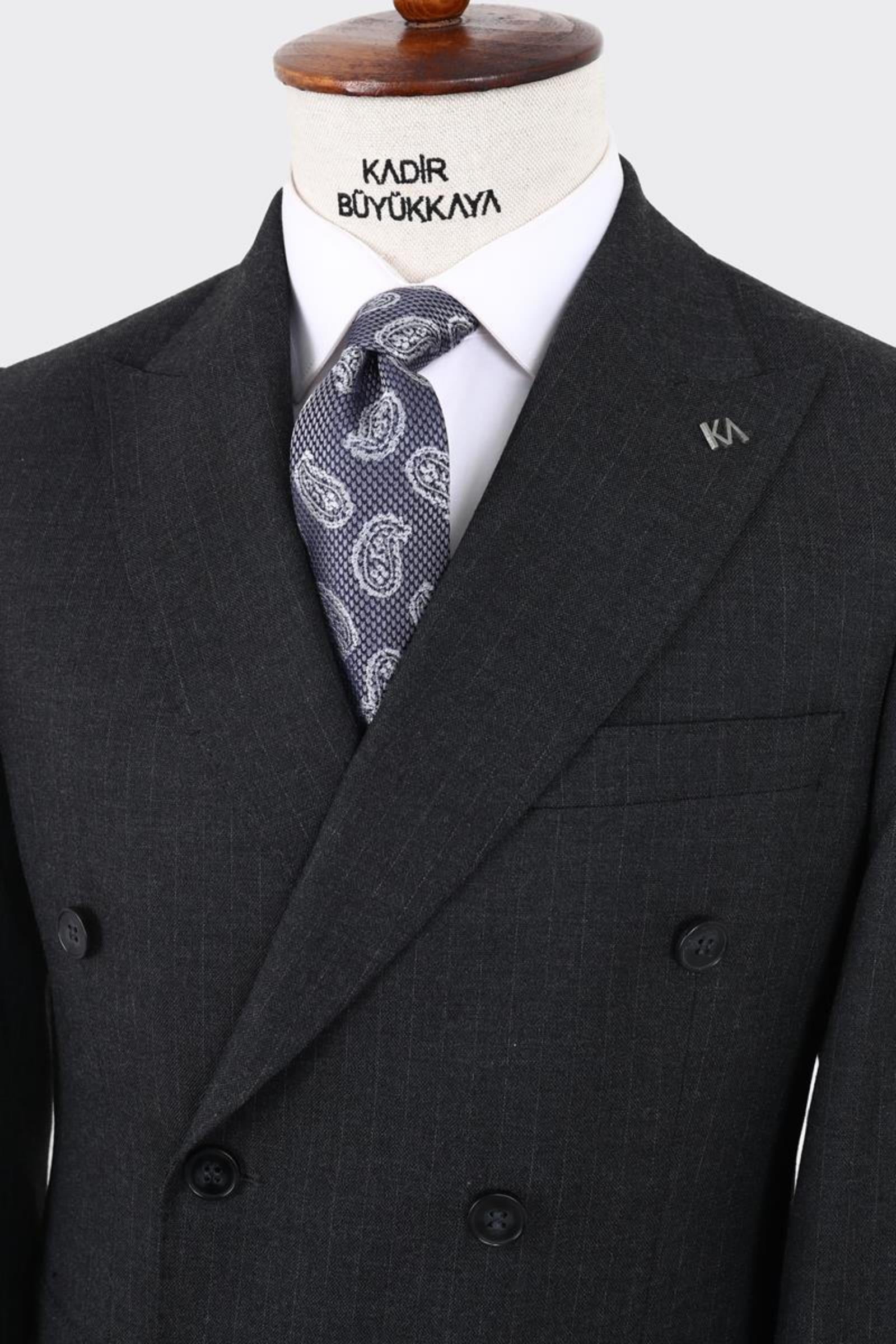 Kırlangıç Yaka Kruvaze Erkek Takım Elbise-KAX1256S