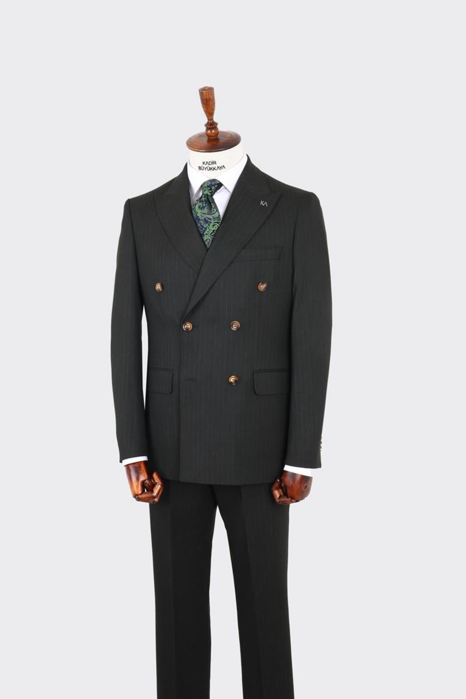 Kırlangıç Yaka Kruvaze Erkek Takım Elbise-KAX1256S