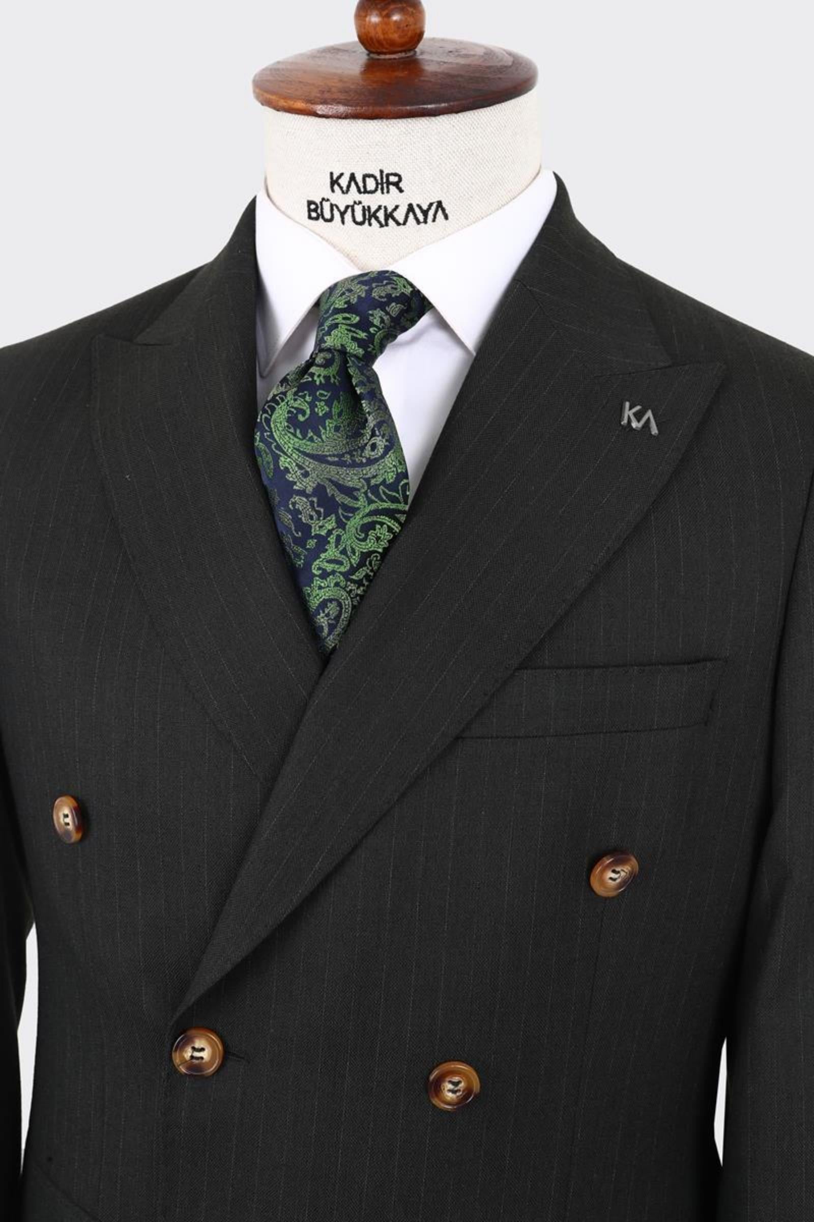 Kırlangıç Yaka Kruvaze Erkek Takım Elbise-KAX1256S