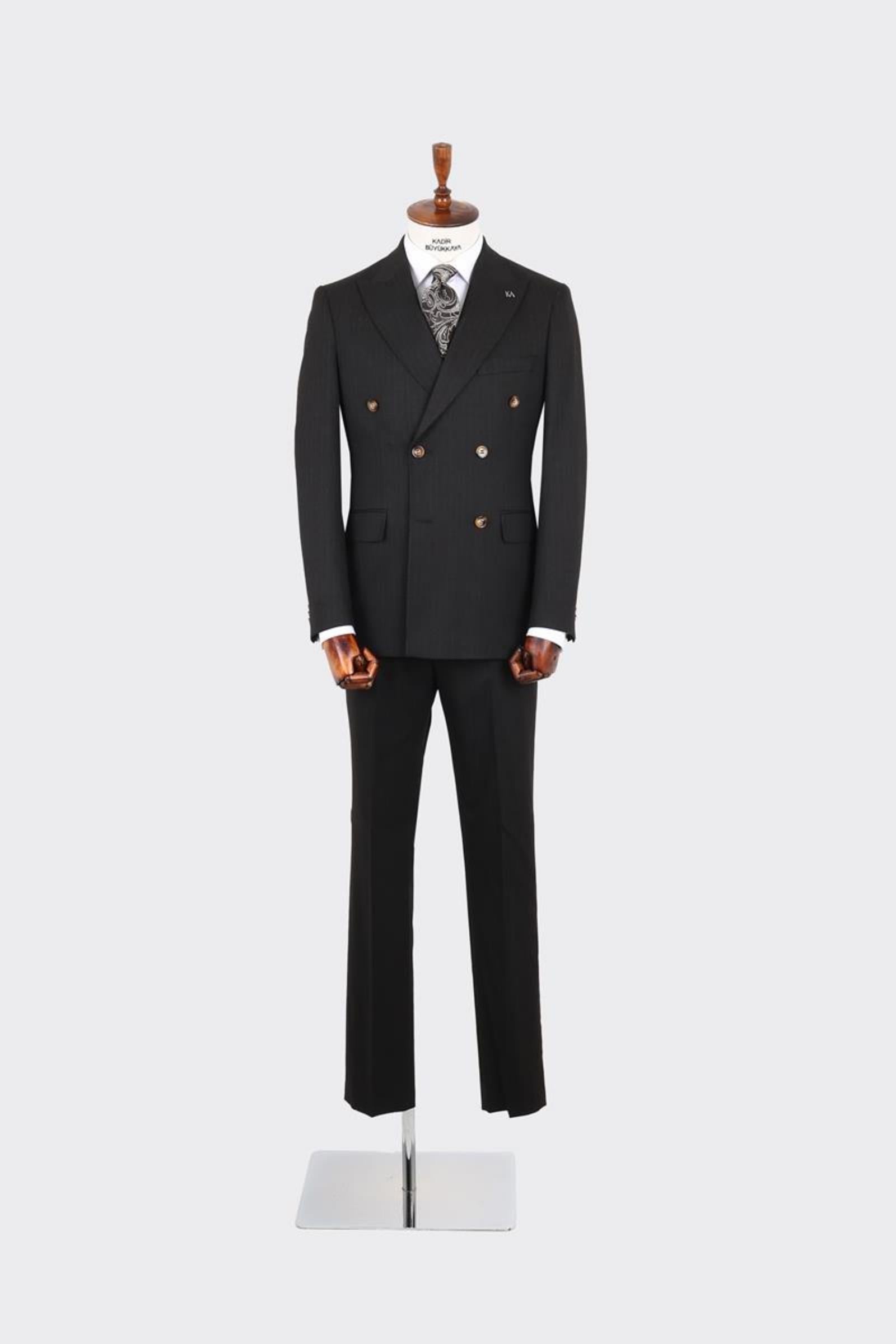 Kırlangıç Yaka Kruvaze Erkek Takım Elbise-KAX1256S