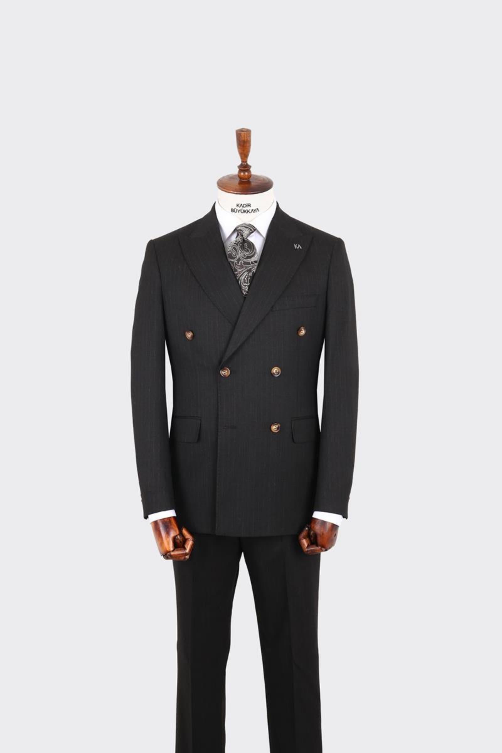 Kırlangıç Yaka Kruvaze Erkek Takım Elbise-KAX1256S