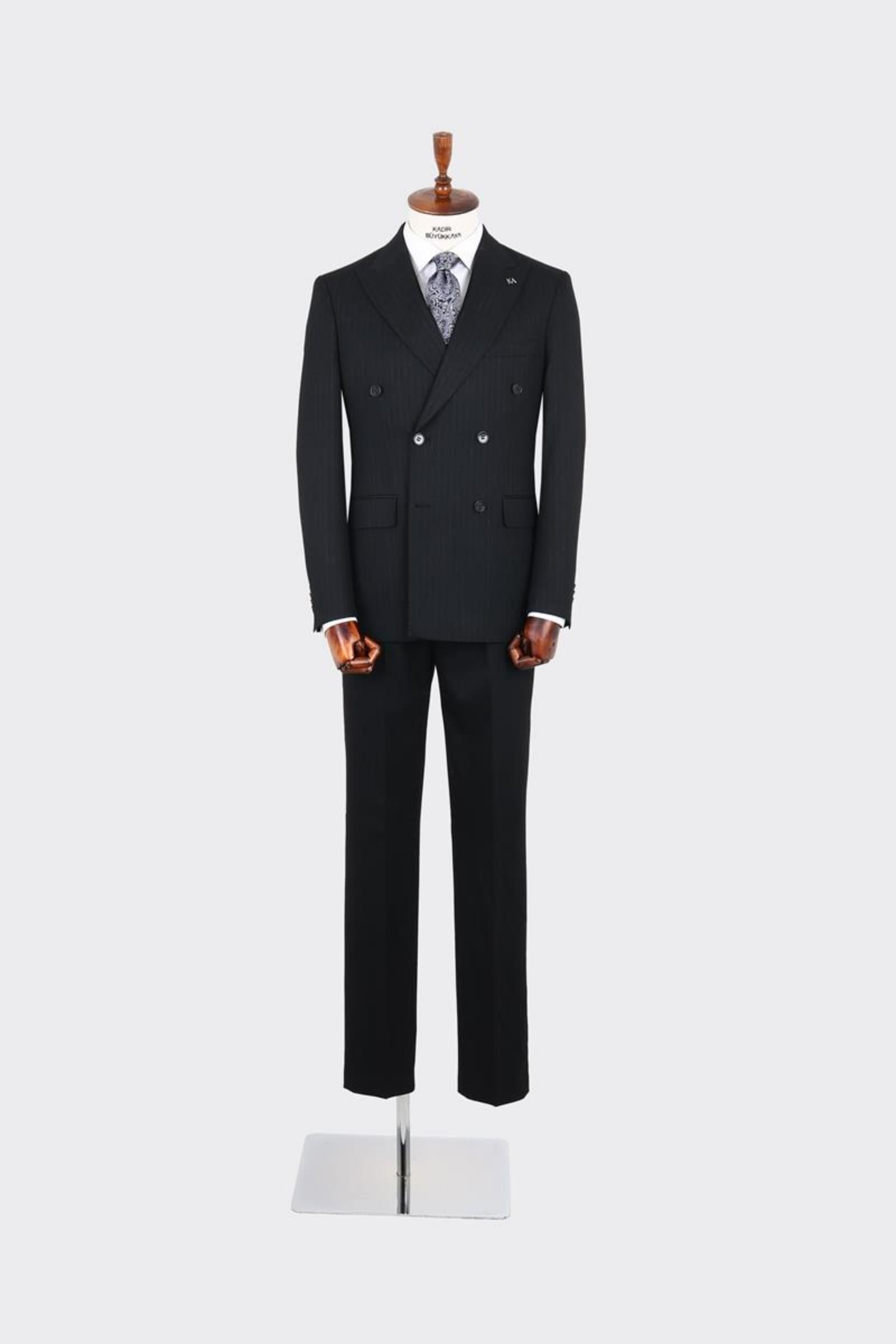 Kırlangıç Yaka Kruvaze Erkek Takım Elbise-KAX1256S