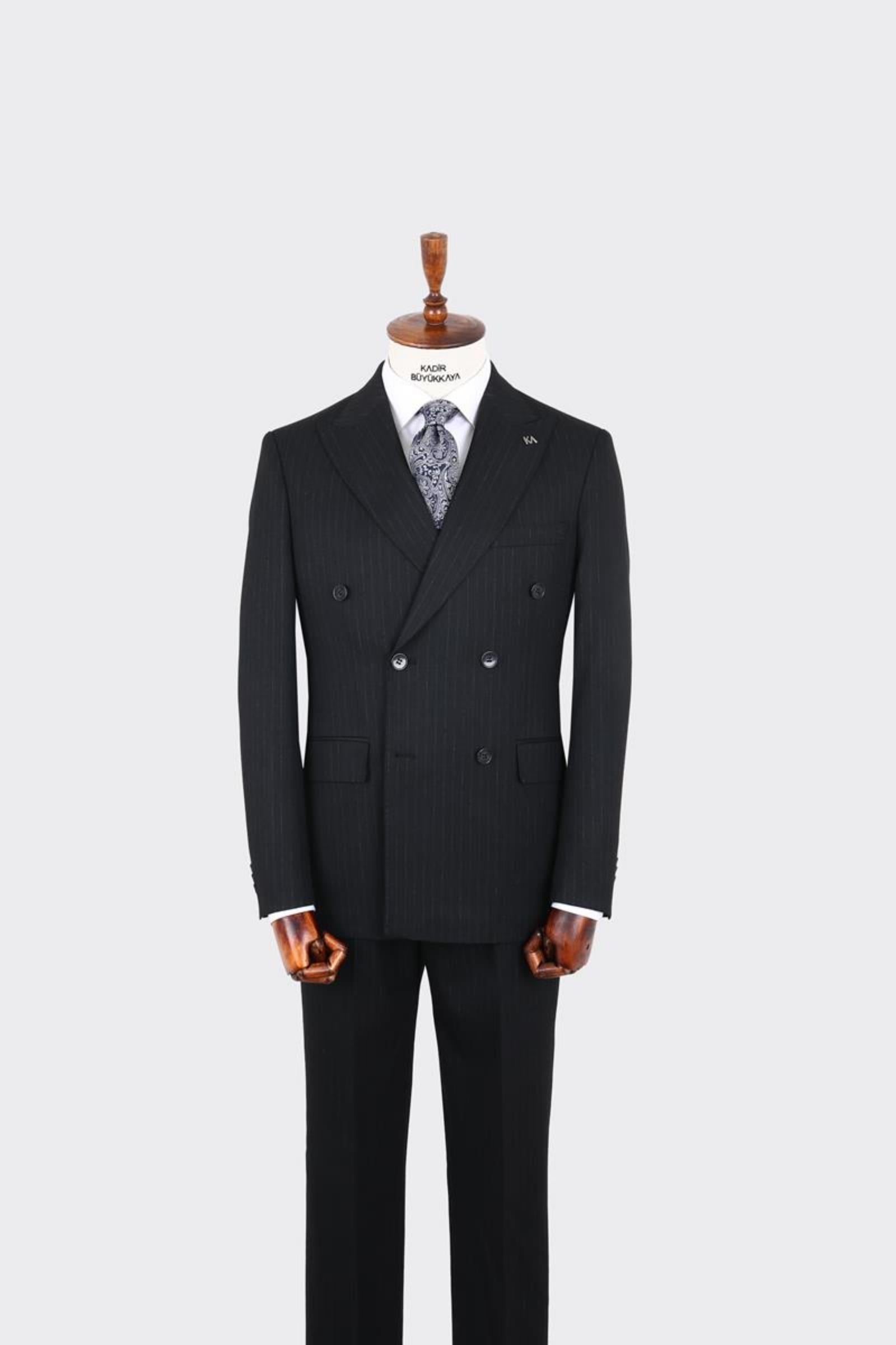 Kırlangıç Yaka Kruvaze Erkek Takım Elbise-KAX1256S