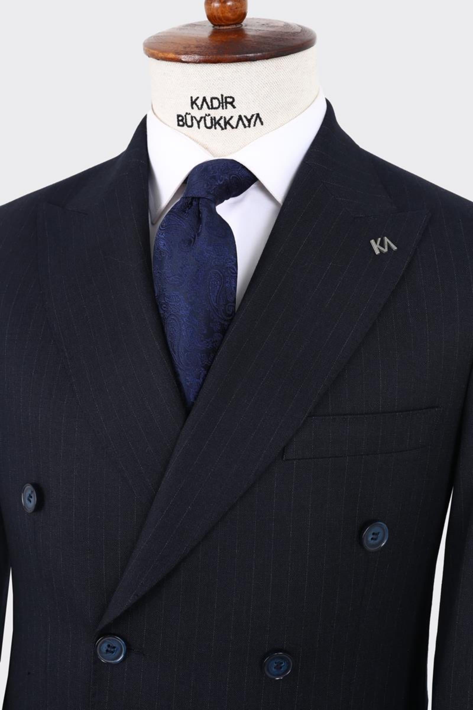 Kırlangıç Yaka Kruvaze Erkek Takım Elbise-KAX1256S