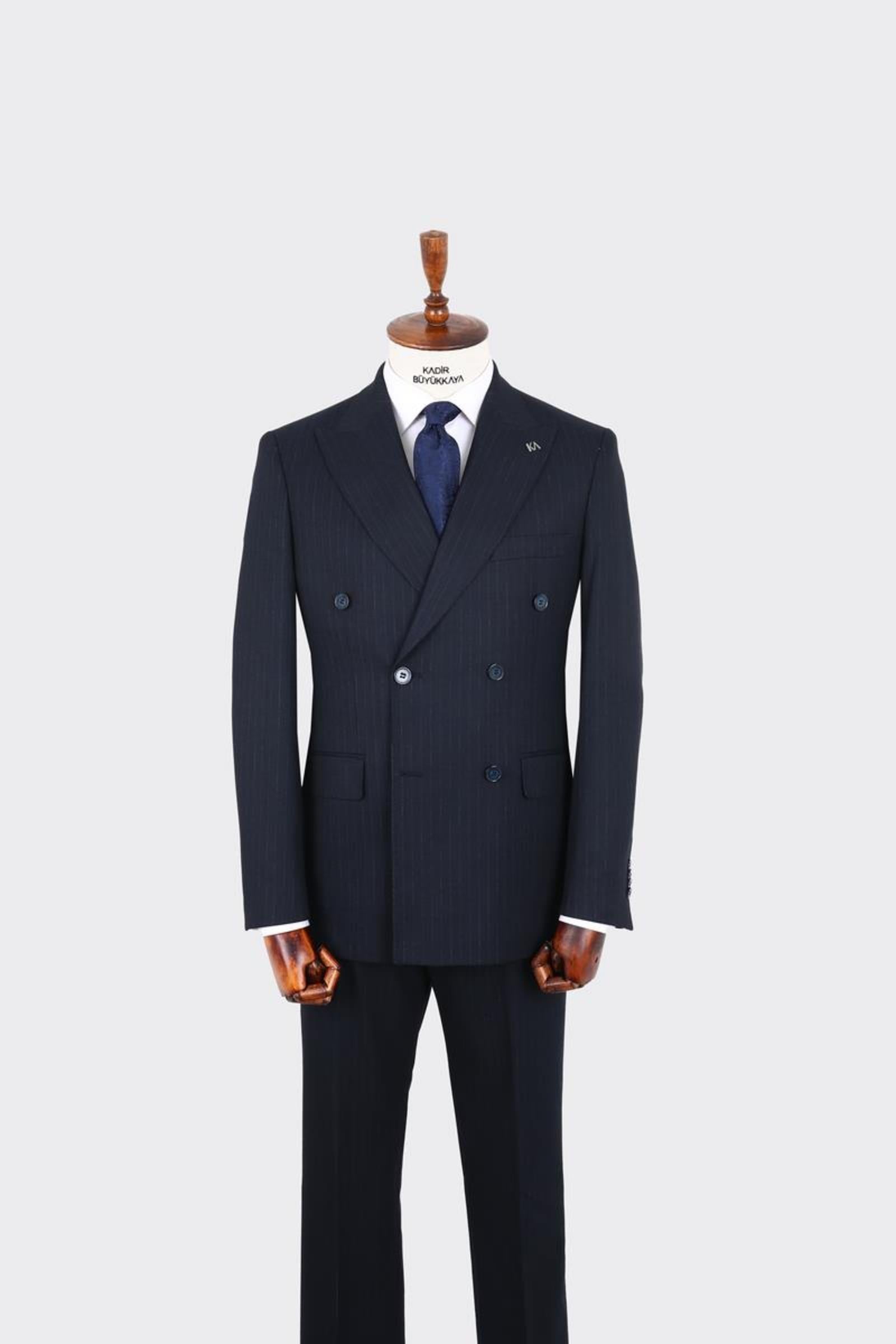 Kırlangıç Yaka Kruvaze Erkek Takım Elbise-KAX1256S