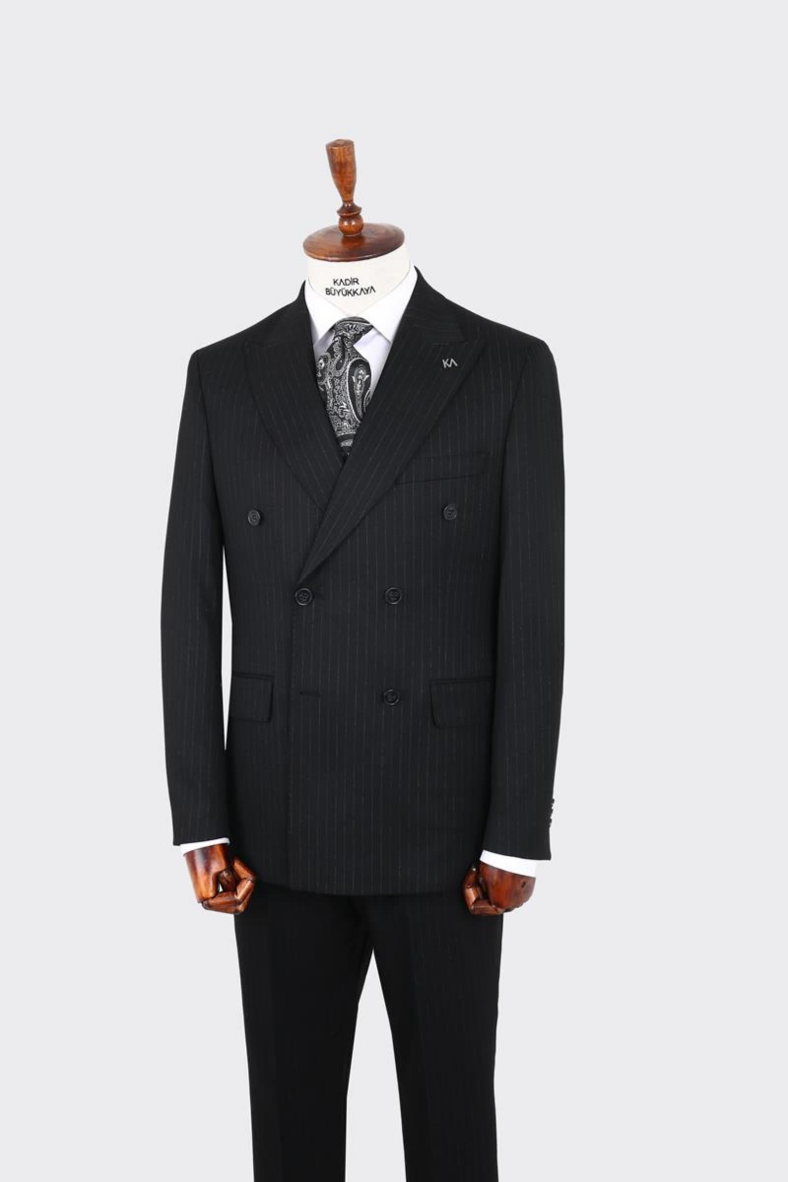 Kırlangıç Yaka Kruvaze Erkek Takım Elbise-KAX1256S