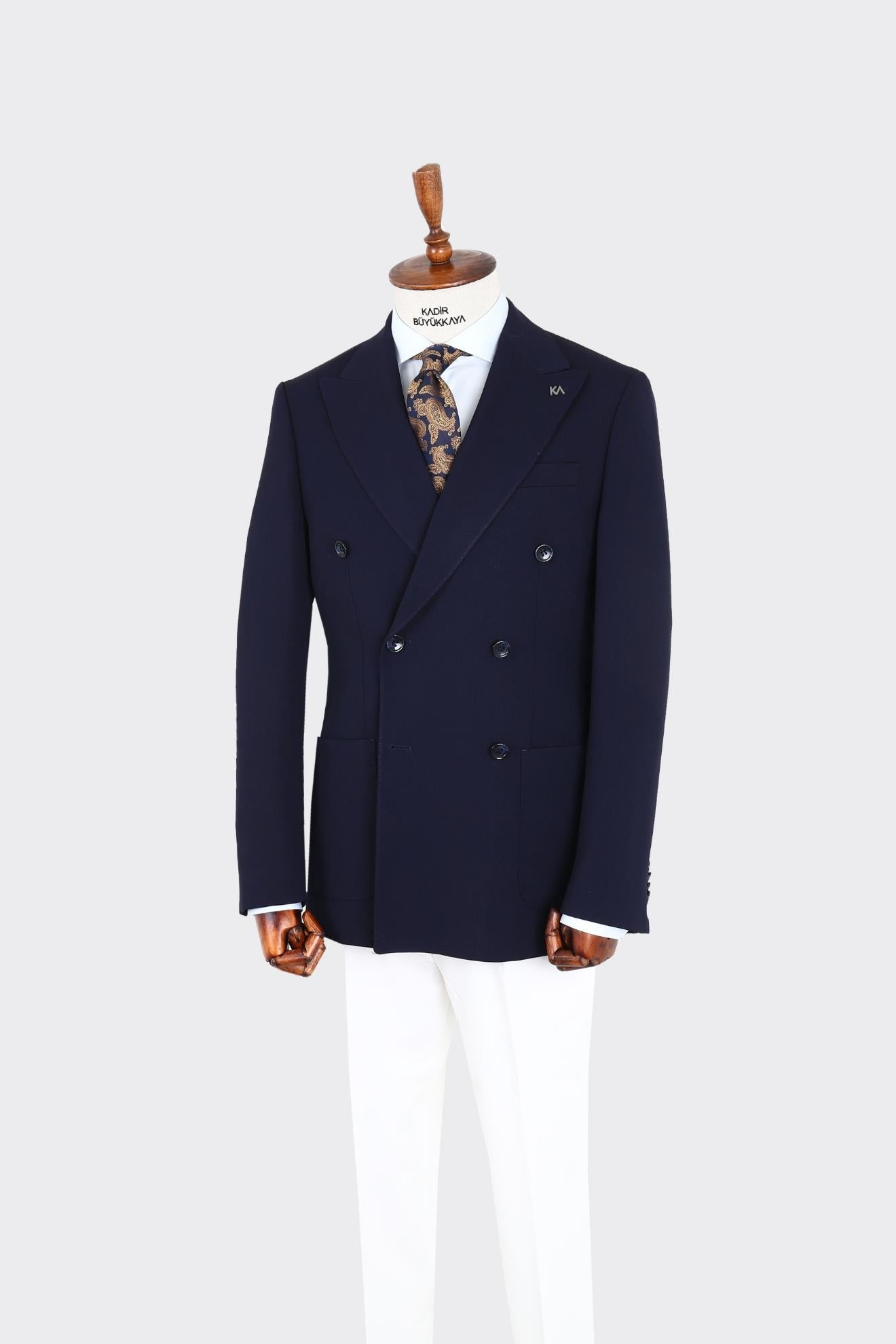 Kruvaze Yaka Tasarımlı Erkek Ceket-KAW5242W