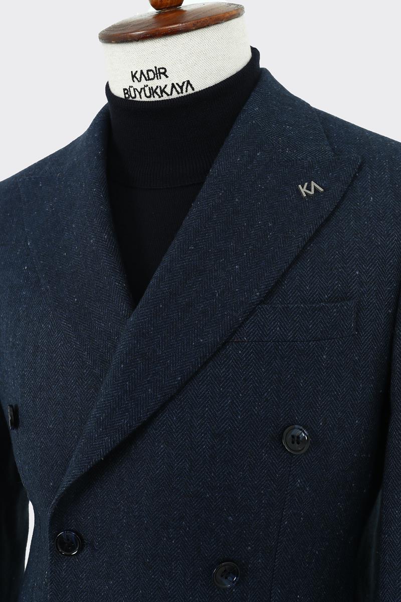 Modern Kesim Erkek Yün Ceket - Kruvaze Model-KAW5235W