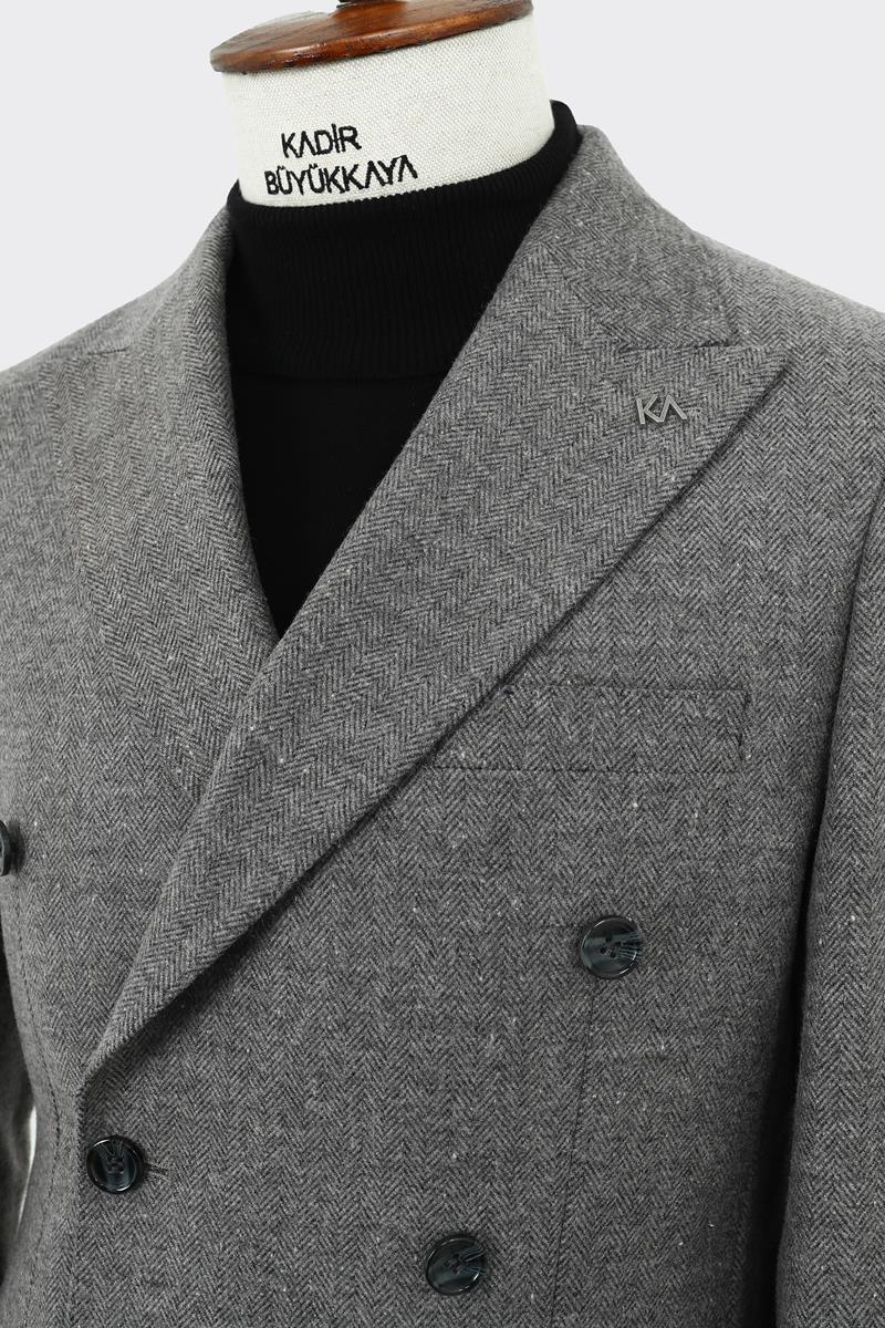 Modern Kesim Erkek Yün Ceket - Kruvaze Model-KAW5235W