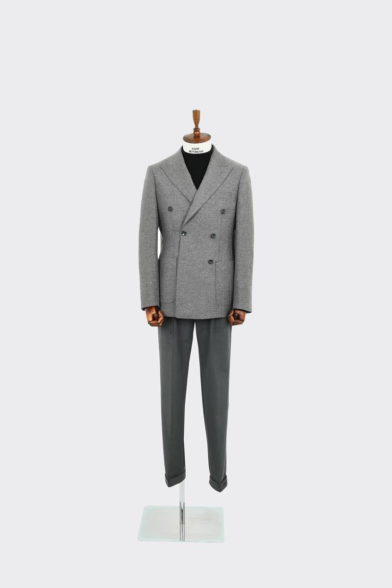 Modern Kesim Erkek Yün Ceket - Kruvaze Model-KAW5235W