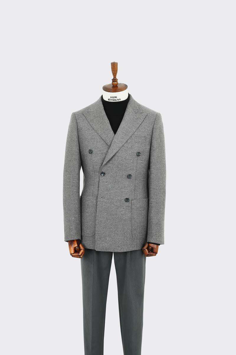 Modern Kesim Erkek Yün Ceket - Kruvaze Model-KAW5235W