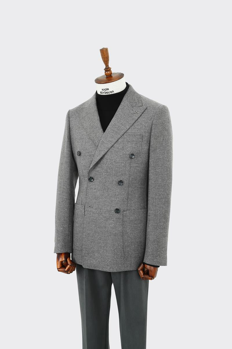 Modern Kesim Erkek Yün Ceket - Kruvaze Model-KAW5235W
