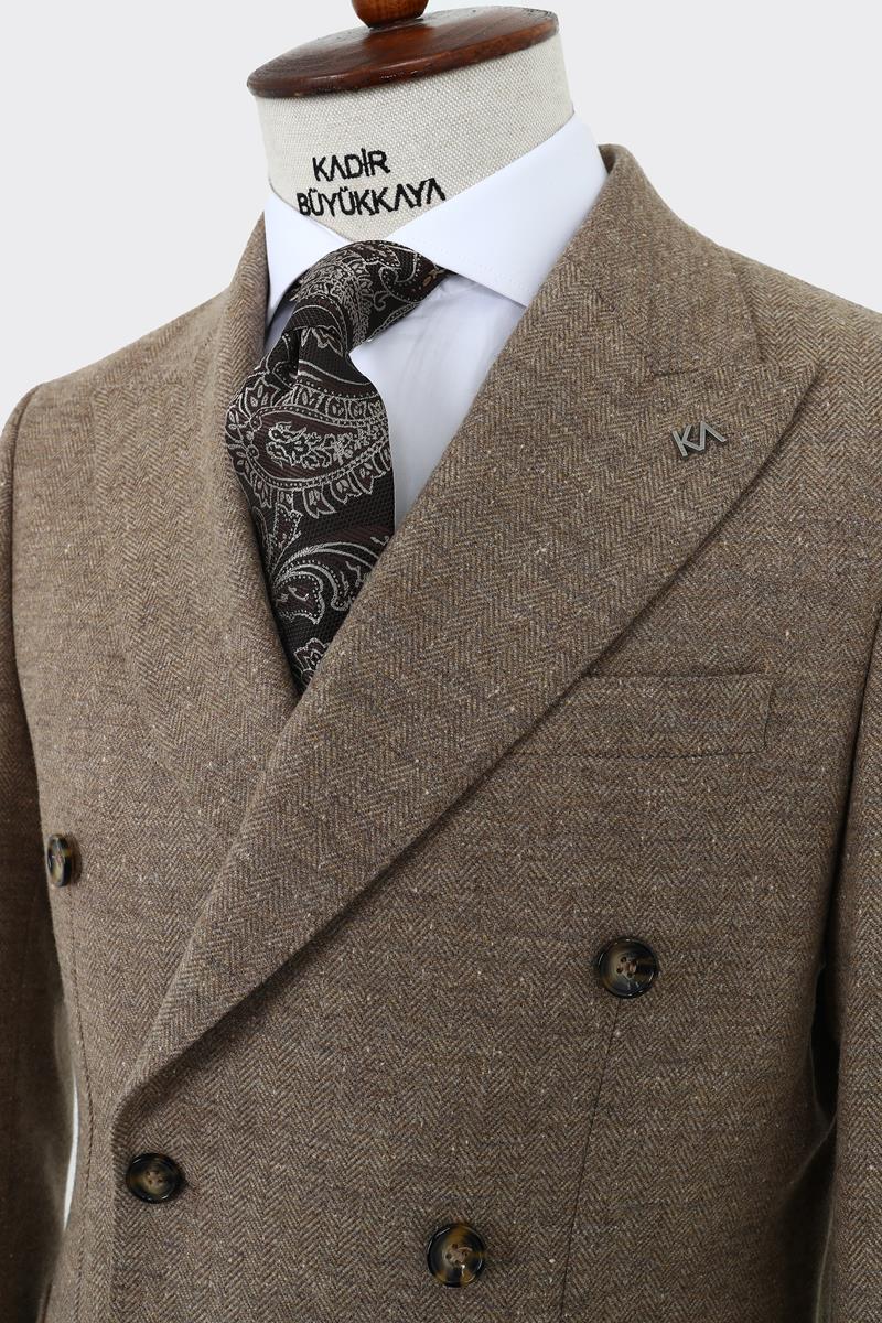 Modern Kesim Erkek Yün Ceket - Kruvaze Model-KAW5235W