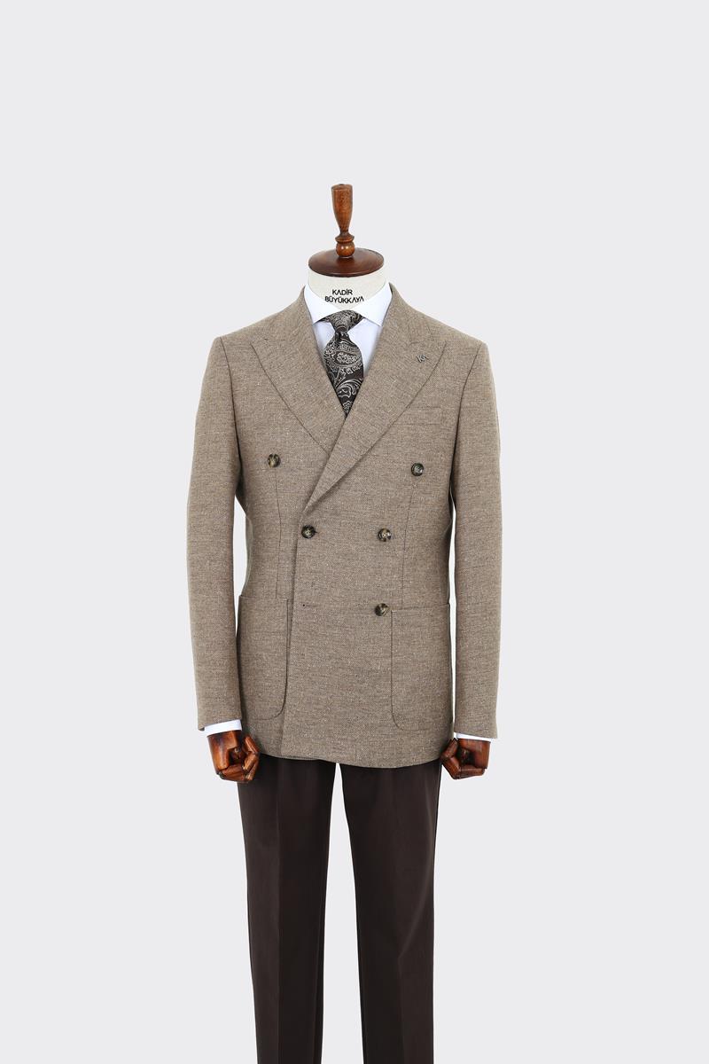 Modern Kesim Erkek Yün Ceket - Kruvaze Model-KAW5235W