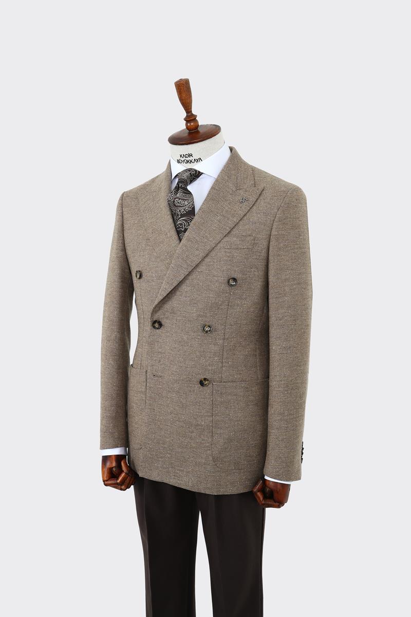 Modern Kesim Erkek Yün Ceket - Kruvaze Model-KAW5235W