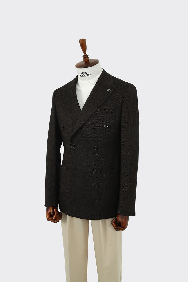 Modern Kesim Erkek Yün Ceket - Kruvaze Model-KAW5235W